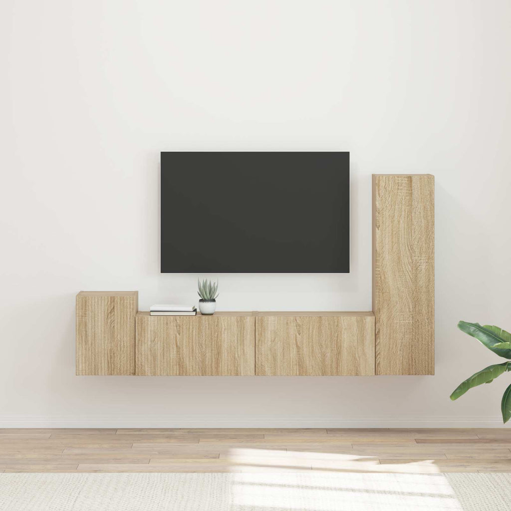 vidaXL Zestaw szafek RTV 4 pcs Dąb Sonoma Materiał drewnopochodny