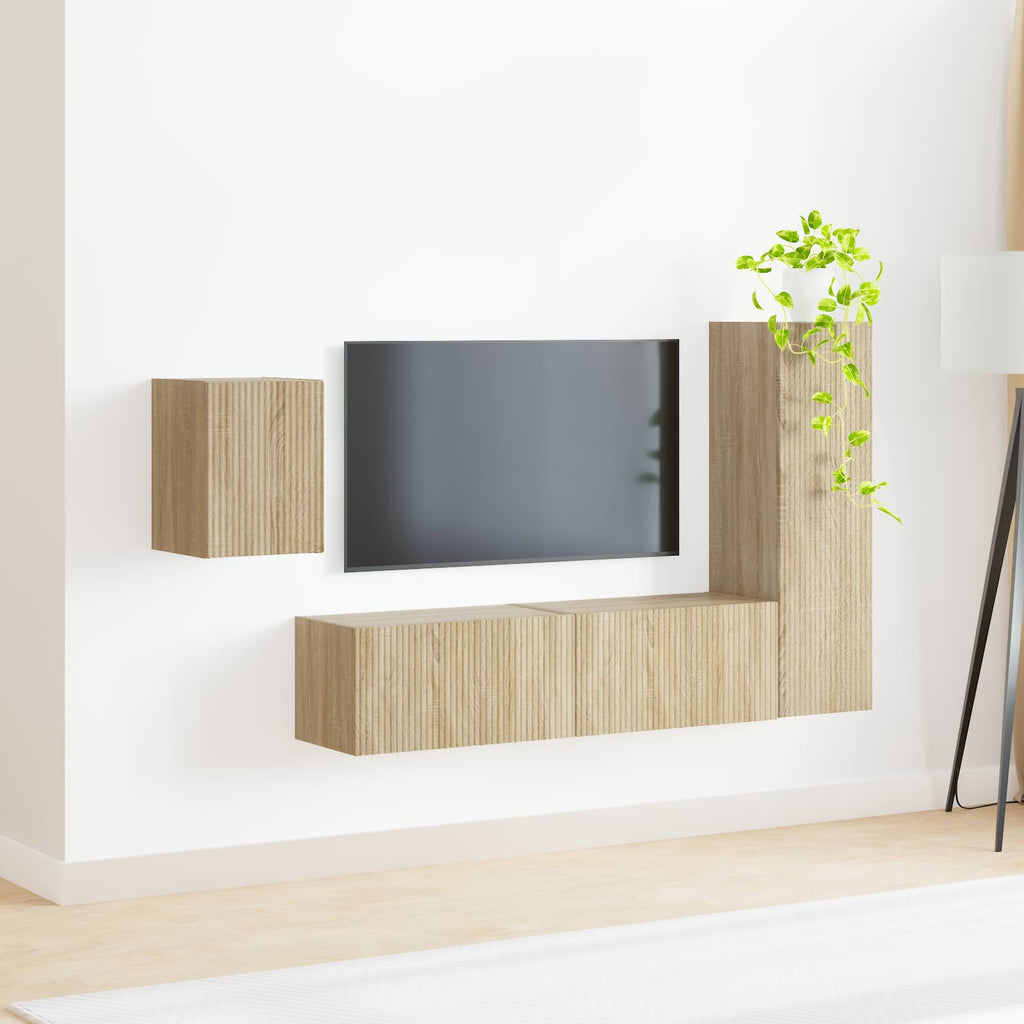 vidaXL Zestaw szafek RTV 4 pcs Dąb Sonoma Materiał drewnopochodny