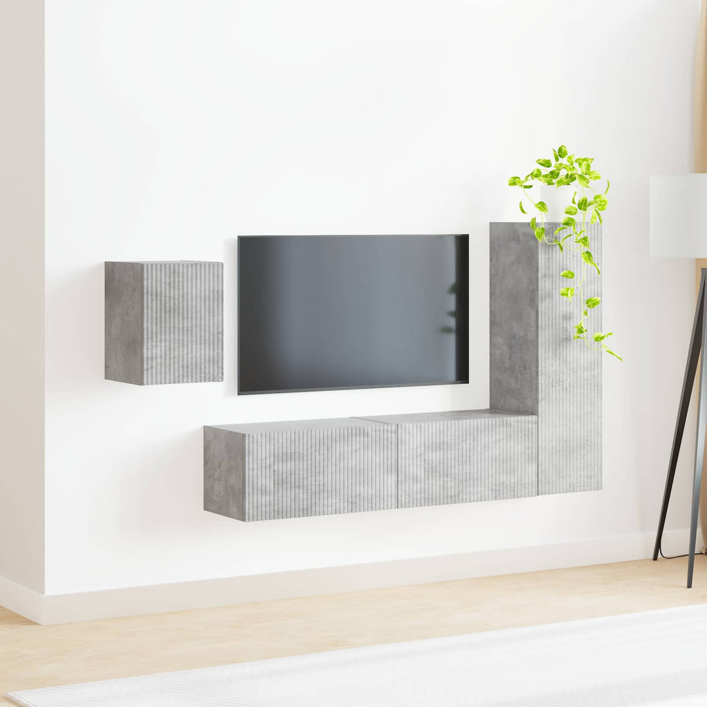 vidaXL Zestaw szafek RTV 4 pcs Betonowy szary Materiał drewnopochodny