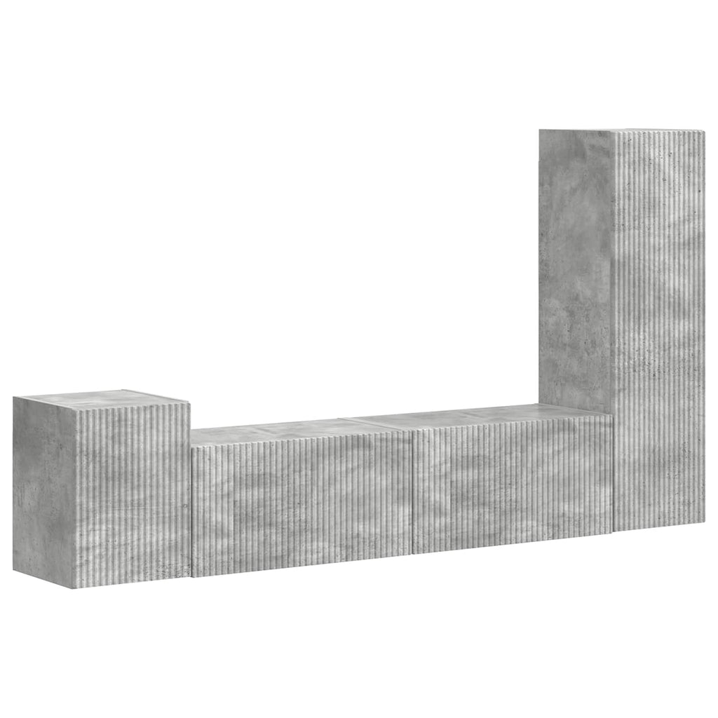 vidaXL Zestaw szafek RTV 4 pcs Betonowy szary Materiał drewnopochodny