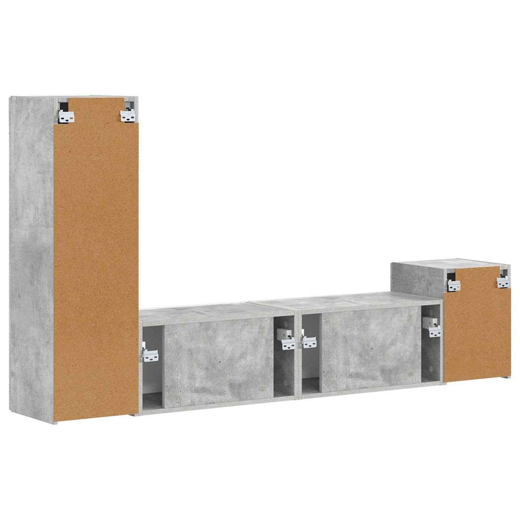 vidaXL Zestaw szafek RTV 4 pcs Betonowy szary Materiał drewnopochodny