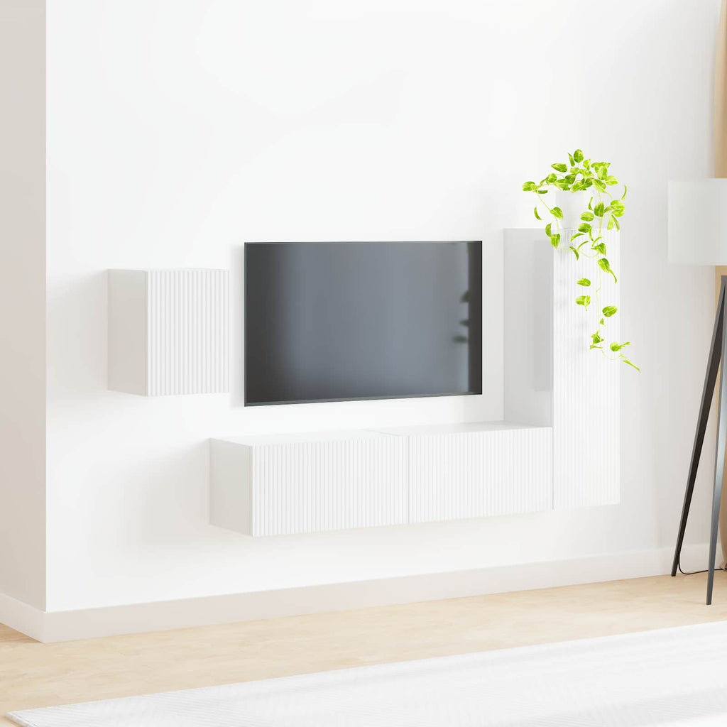 vidaXL Zestaw szafek RTV 4 pcs Wysoki połysk biały