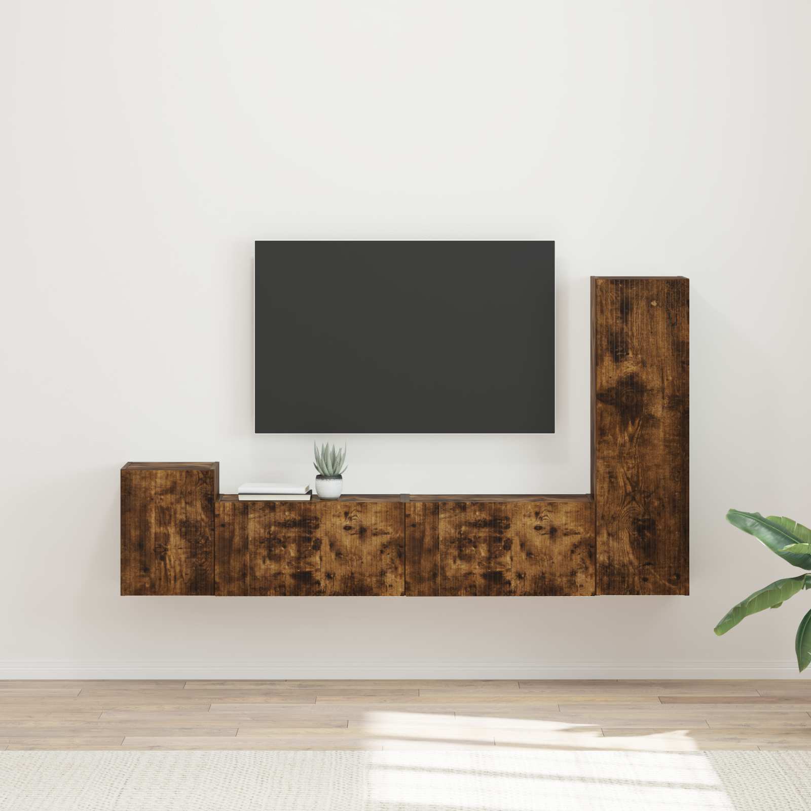 vidaXL Zestaw szafek RTV 4 pcs Dąb wędzony Materiał drewnopochodny