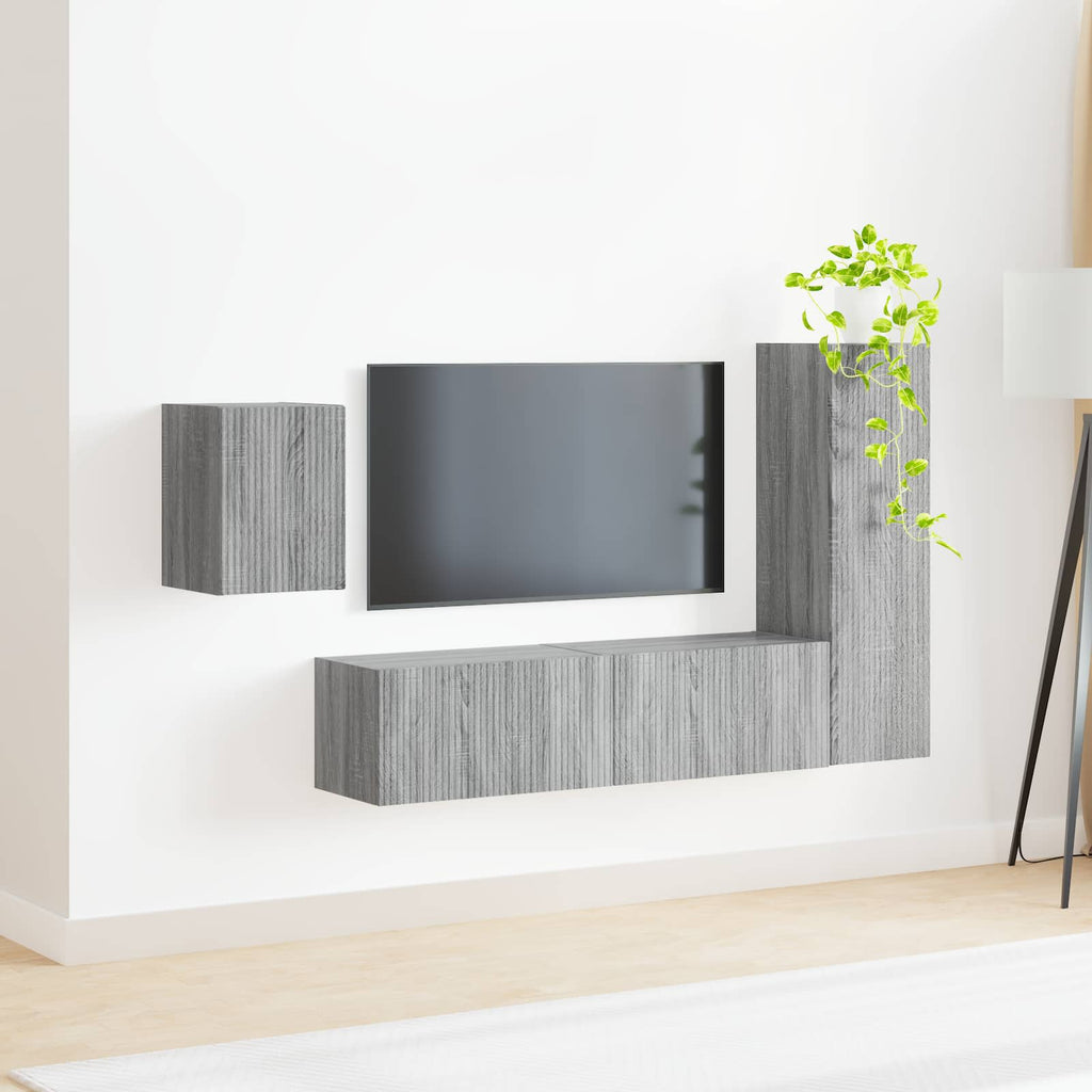 vidaXL Zestaw szafek RTV 4 pcs Szary Sonoma Materiał drewnopochodny
