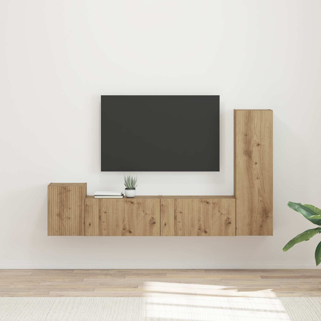 vidaXL Zestaw szafek RTV Montowane na ścianie 4 pcs Dąb rzemieślniczy