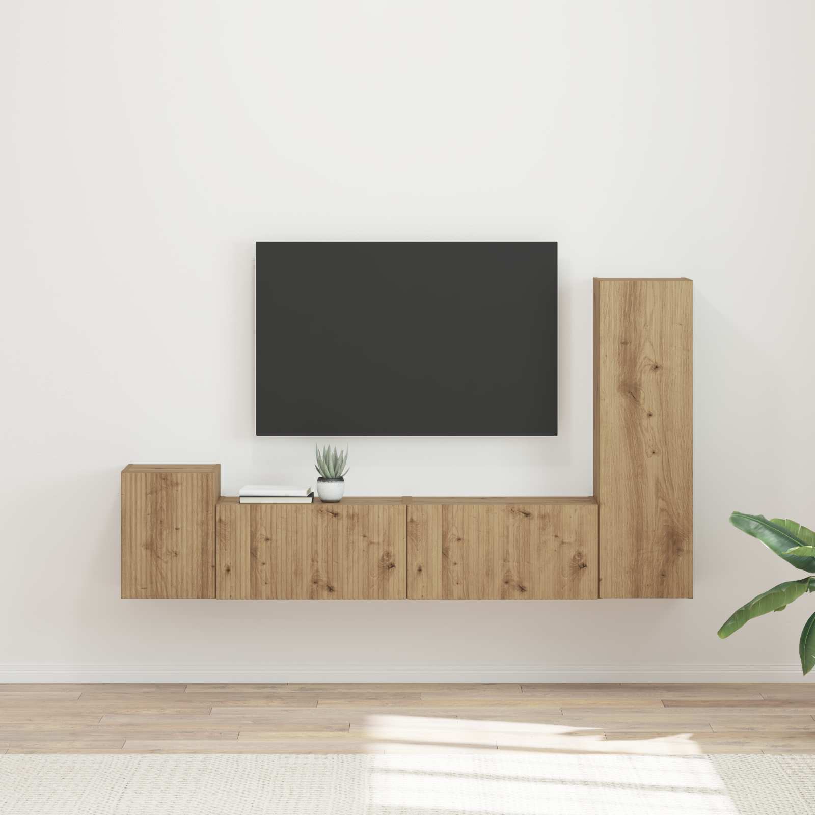 vidaXL Zestaw szafek RTV Montowane na ścianie 4 pcs Dąb rzemieślniczy