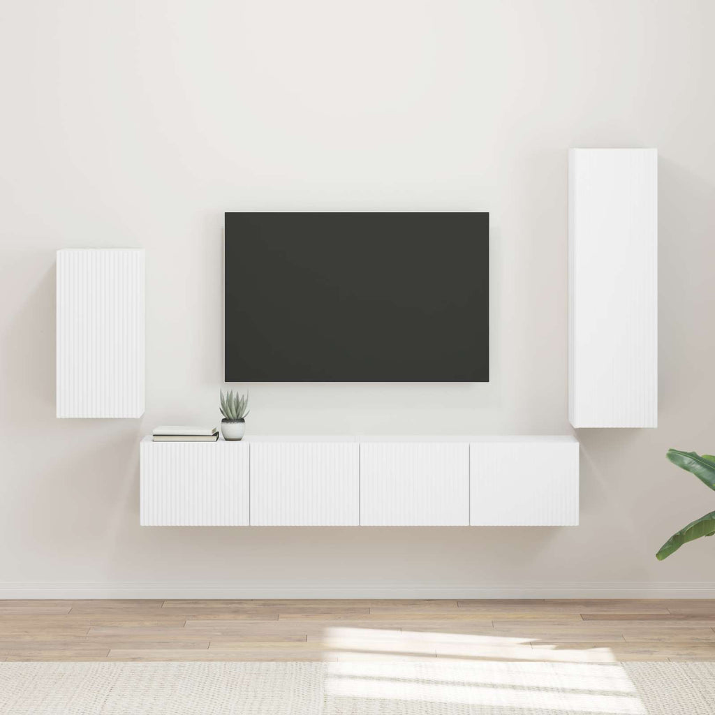 vidaXL Zestaw szafek RTV 4 pcs Biały Materiał drewnopochodny