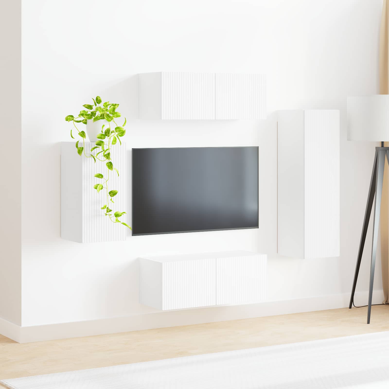 vidaXL Zestaw szafek RTV 4 pcs Biały Materiał drewnopochodny