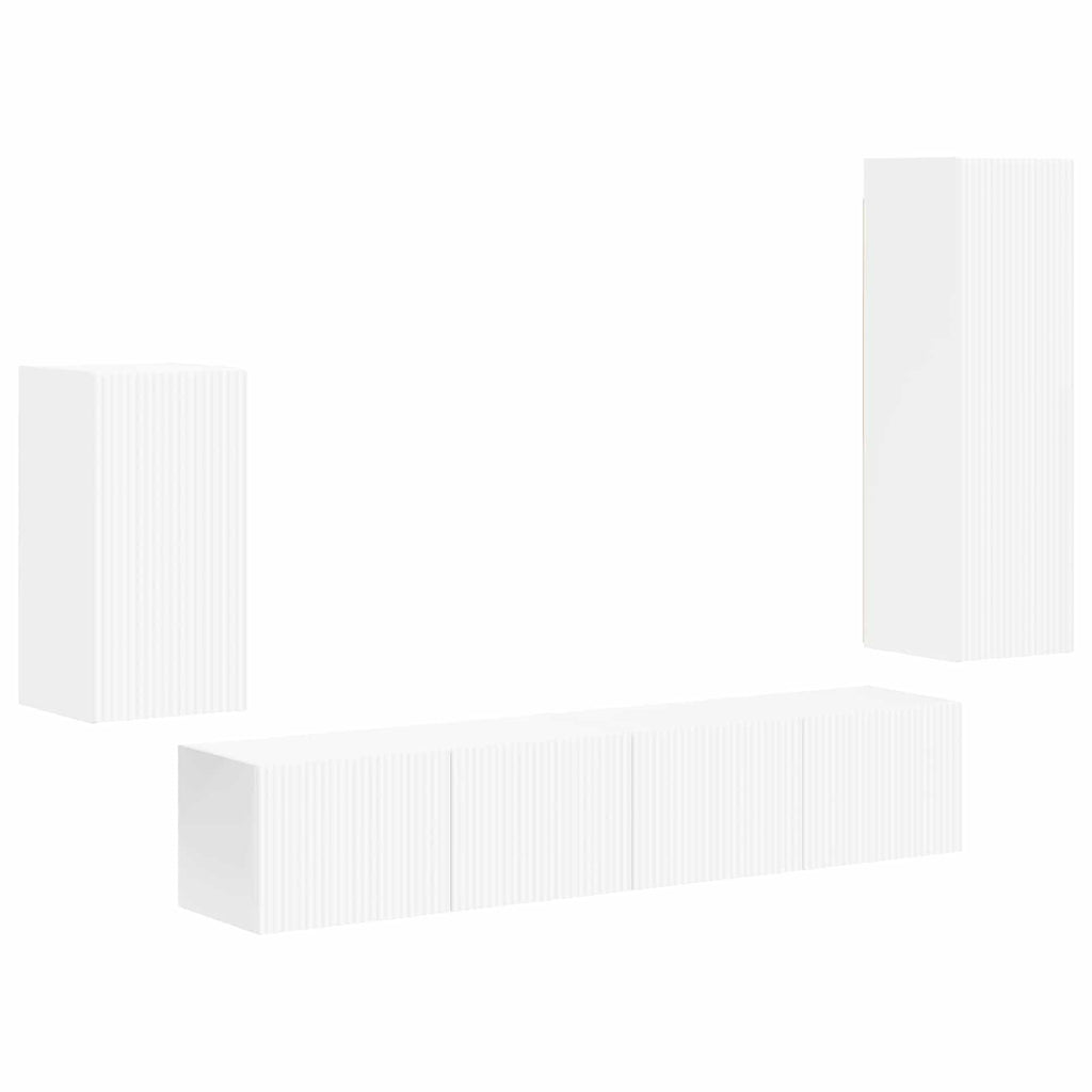 vidaXL Zestaw szafek RTV 4 pcs Biały Materiał drewnopochodny