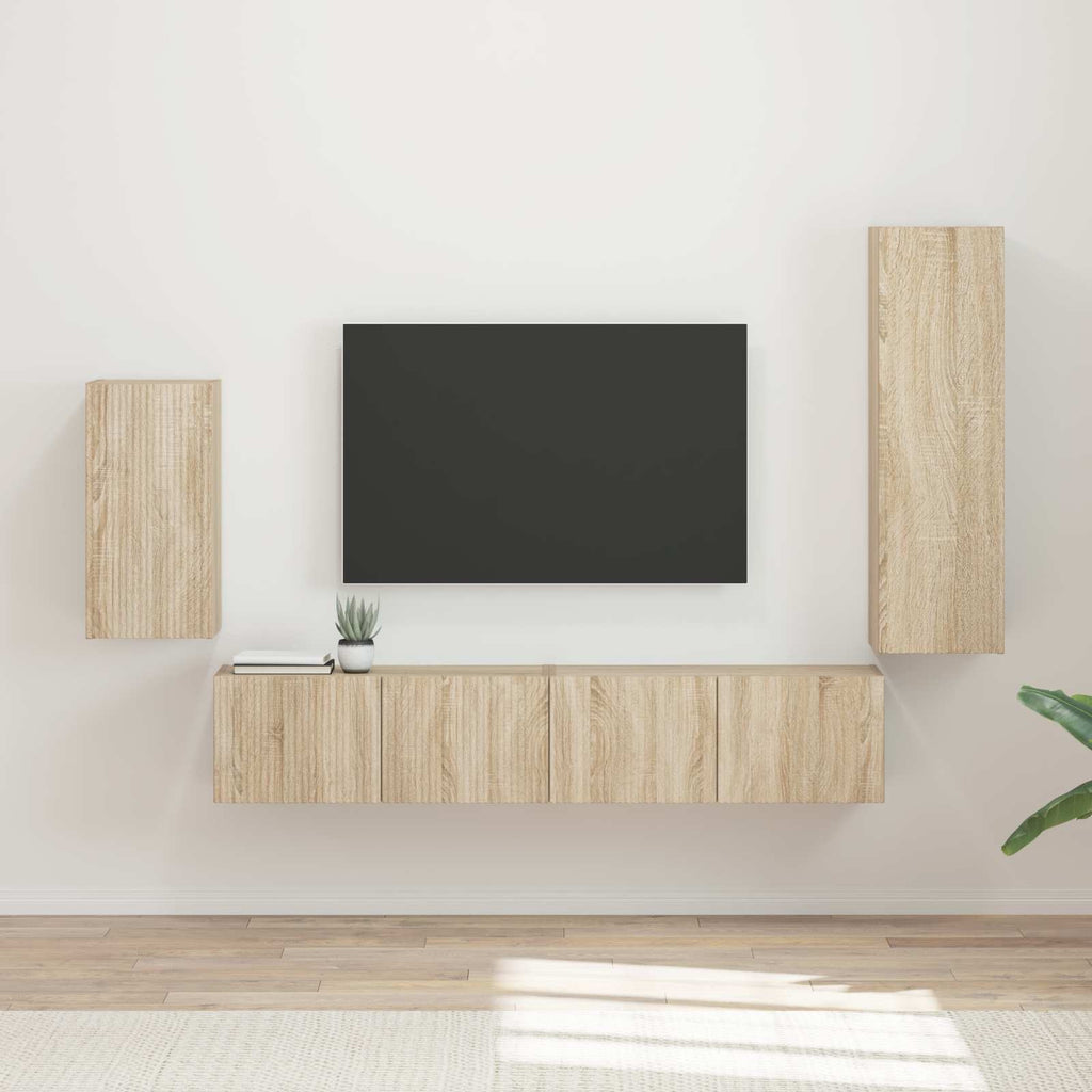 vidaXL Zestaw szafek RTV 4 pcs Dąb Sonoma Materiał drewnopochodny