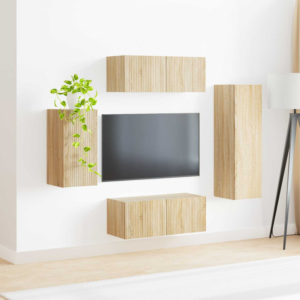 vidaXL Zestaw szafek RTV 4 pcs Dąb Sonoma Materiał drewnopochodny