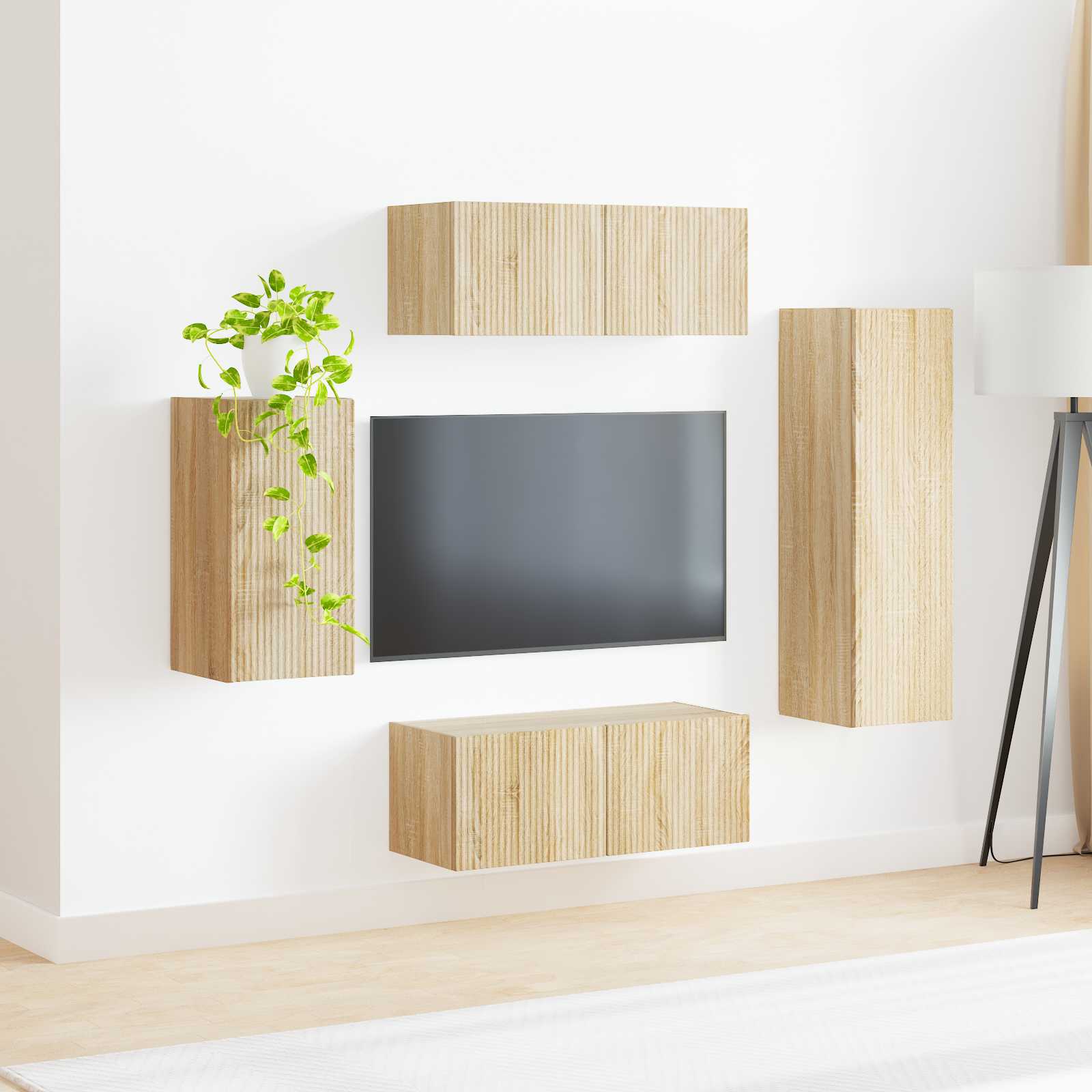 vidaXL Zestaw szafek RTV 4 pcs Dąb Sonoma Materiał drewnopochodny