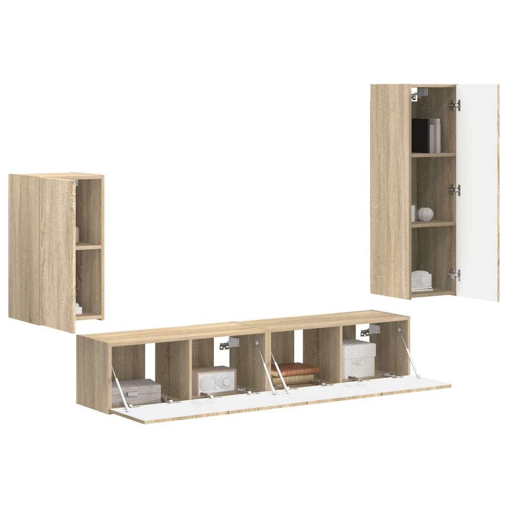 vidaXL Zestaw szafek RTV 4 pcs Dąb Sonoma Materiał drewnopochodny