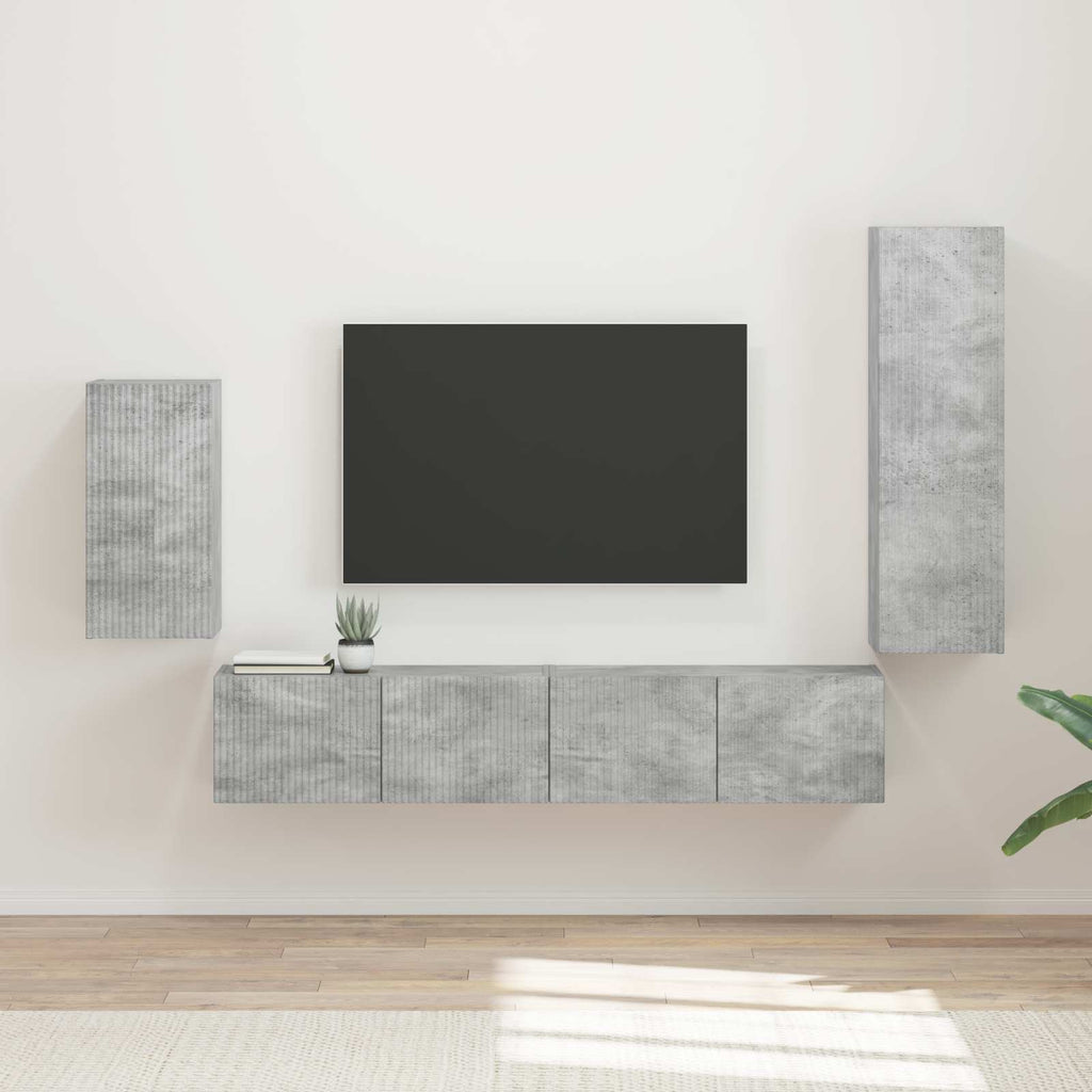 vidaXL Zestaw szafek RTV 4 pcs Betonowy szary Materiał drewnopochodny