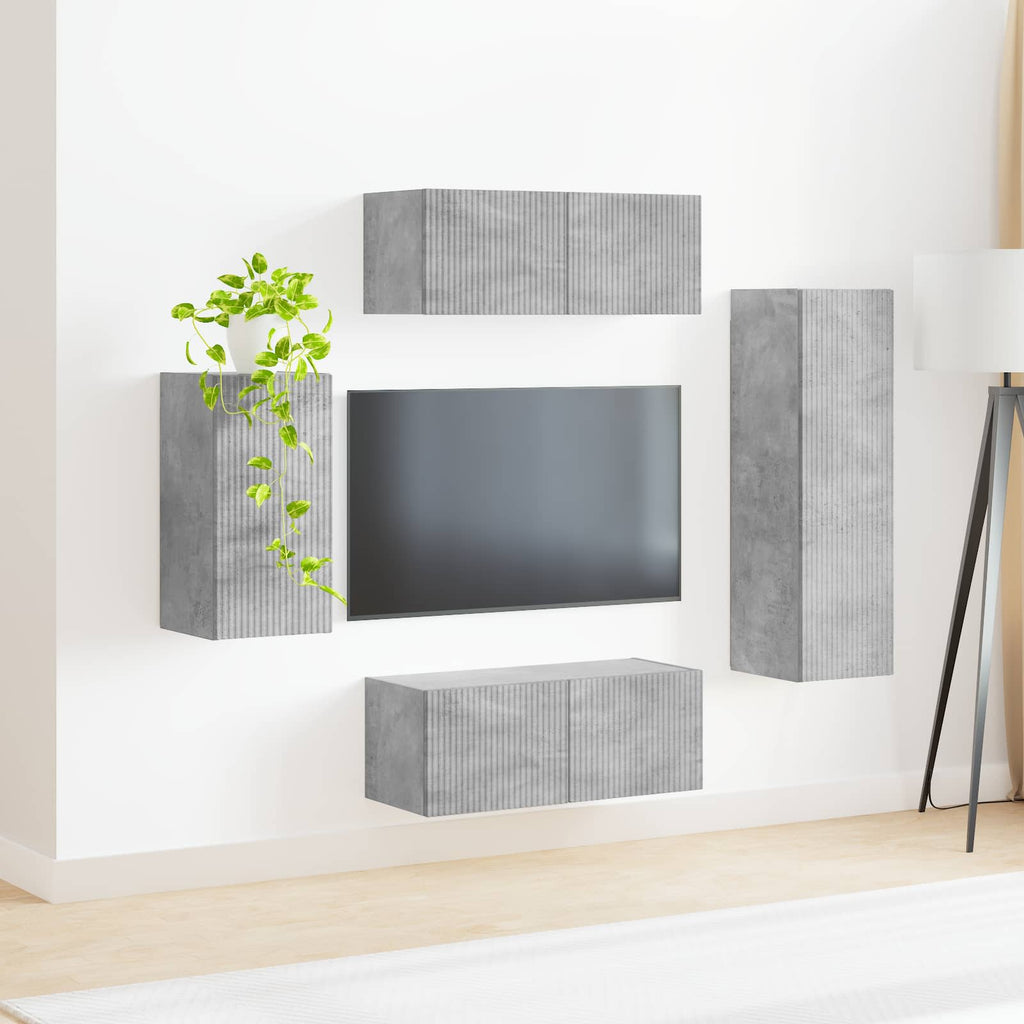 vidaXL Zestaw szafek RTV 4 pcs Betonowy szary Materiał drewnopochodny
