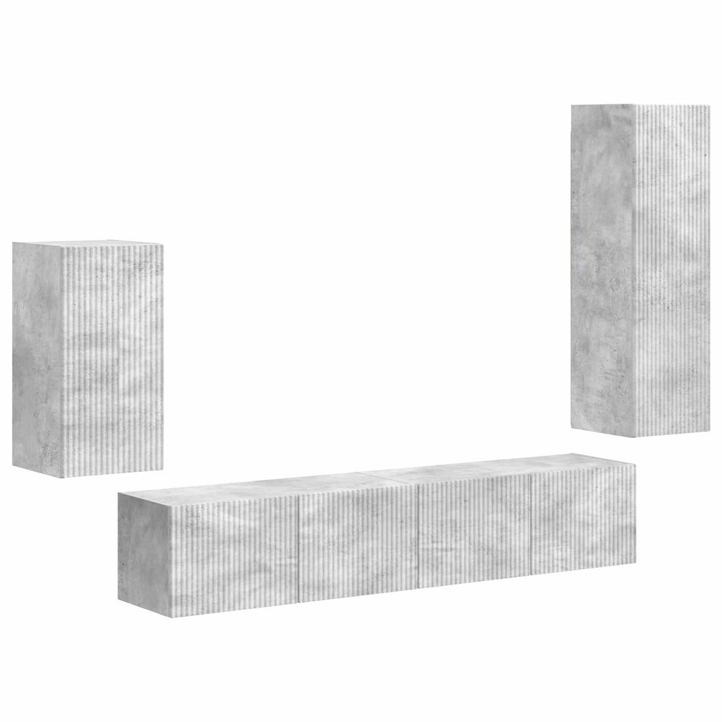 vidaXL Zestaw szafek RTV 4 pcs Betonowy szary Materiał drewnopochodny