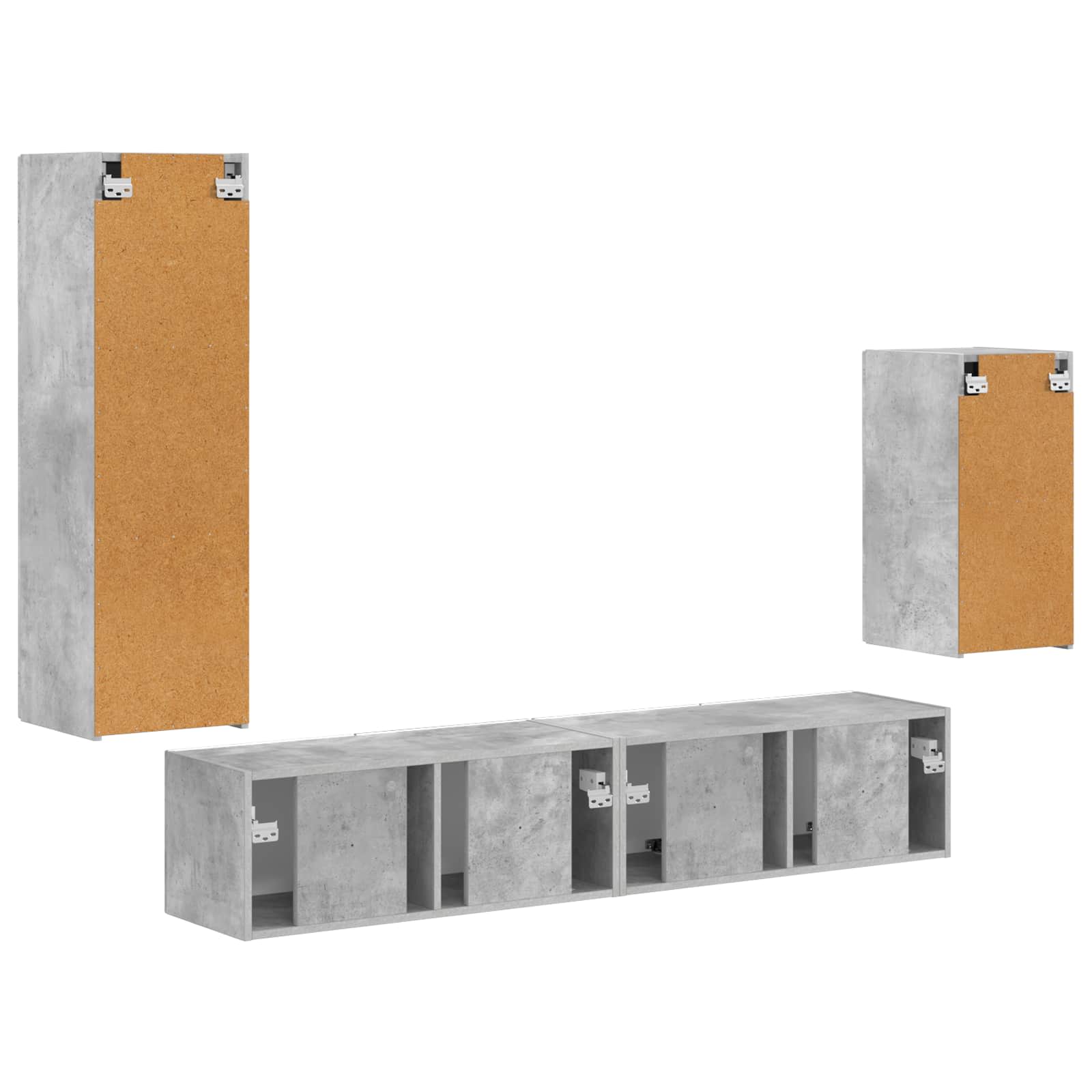 vidaXL Zestaw szafek RTV 4 pcs Betonowy szary Materiał drewnopochodny
