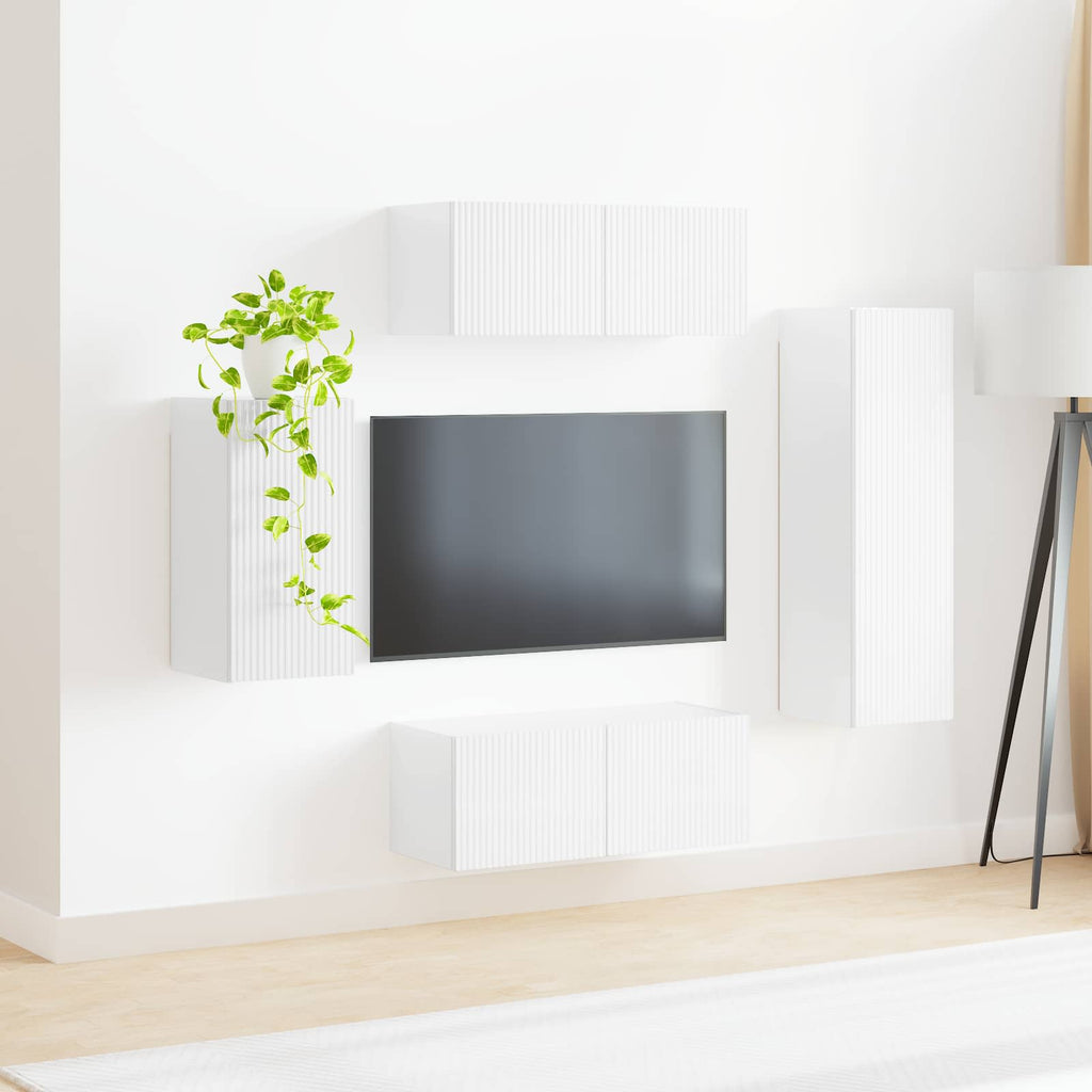 vidaXL Zestaw szafek RTV 4 pcs Wysoki połysk biały