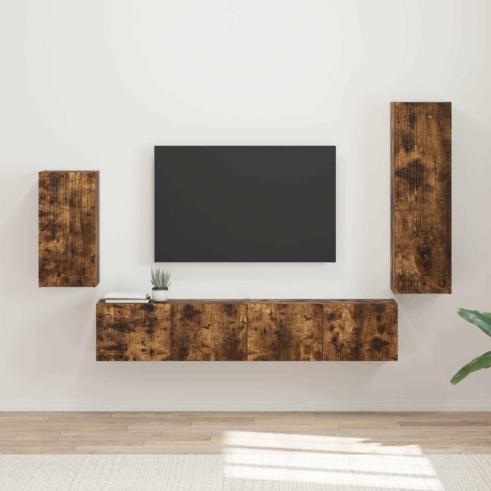 vidaXL Zestaw szafek RTV 4 pcs Dąb wędzony Materiał drewnopochodny