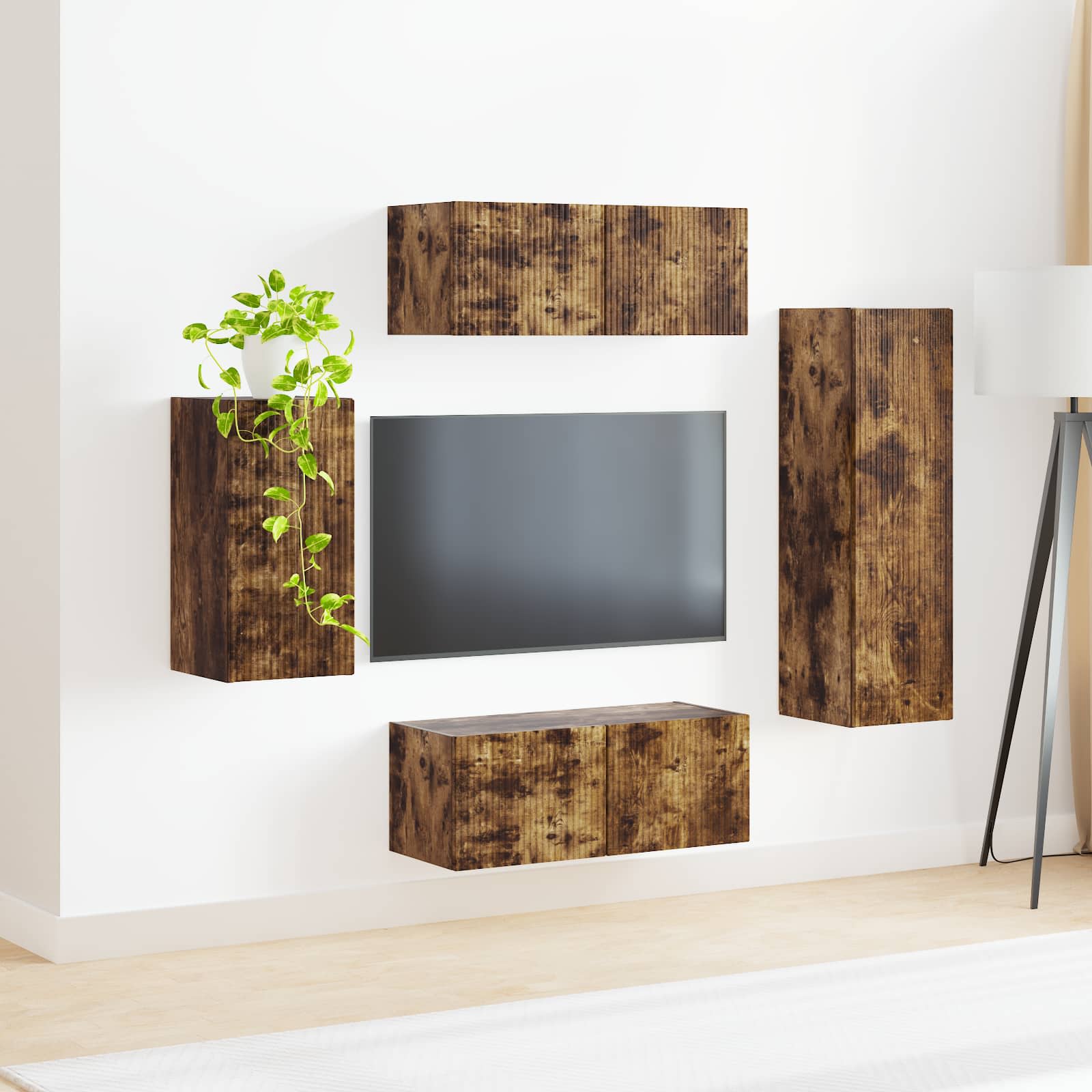 vidaXL Zestaw szafek RTV 4 pcs Dąb wędzony Materiał drewnopochodny
