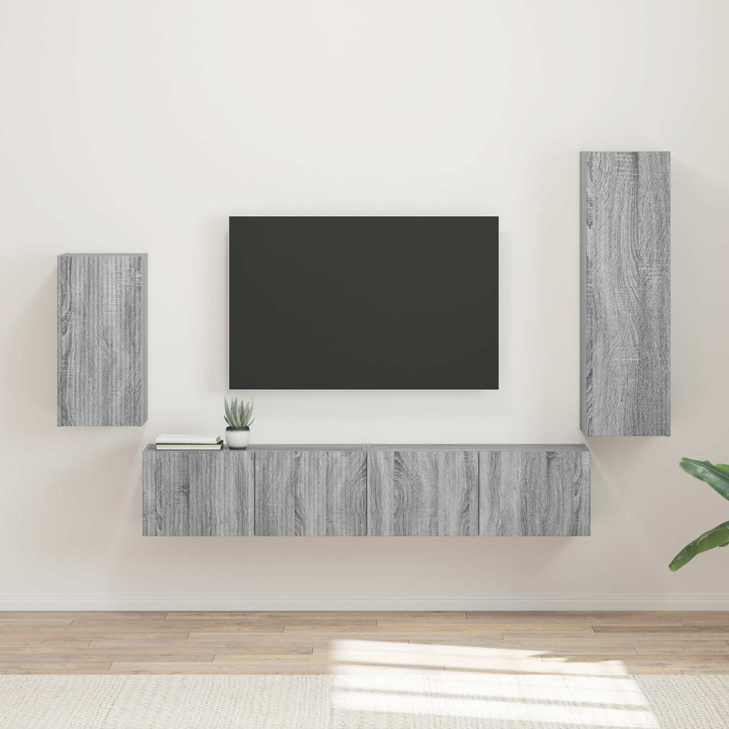 vidaXL Zestaw szafek RTV 4 pcs Szary Sonoma Materiał drewnopochodny