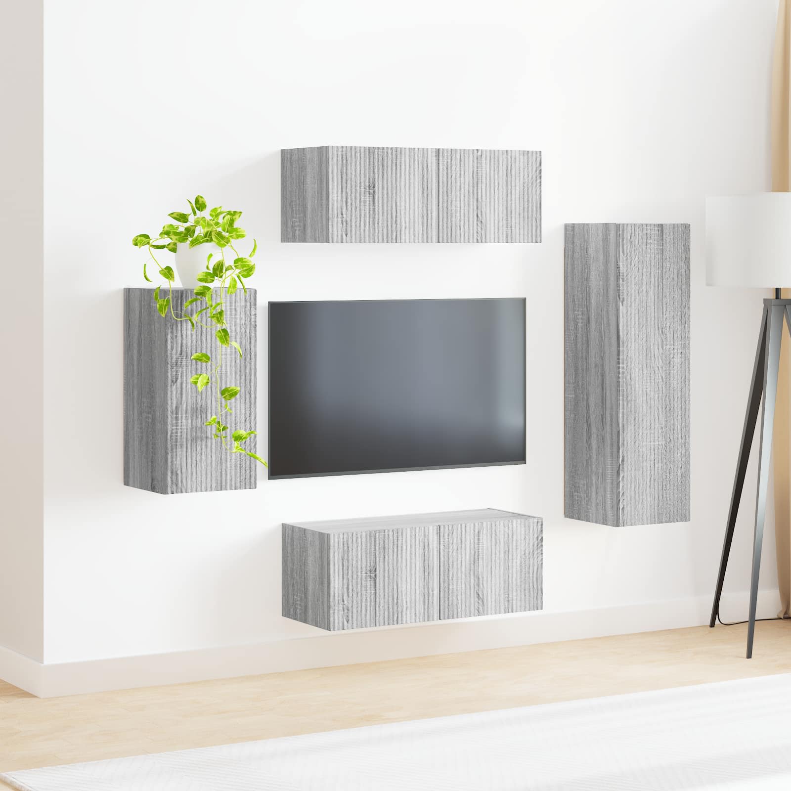 vidaXL Zestaw szafek RTV 4 pcs Szary Sonoma Materiał drewnopochodny