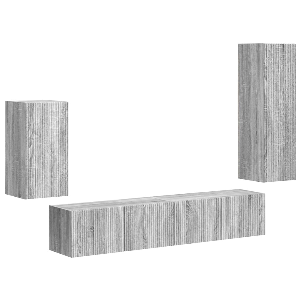 vidaXL Zestaw szafek RTV 4 pcs Szary Sonoma Materiał drewnopochodny