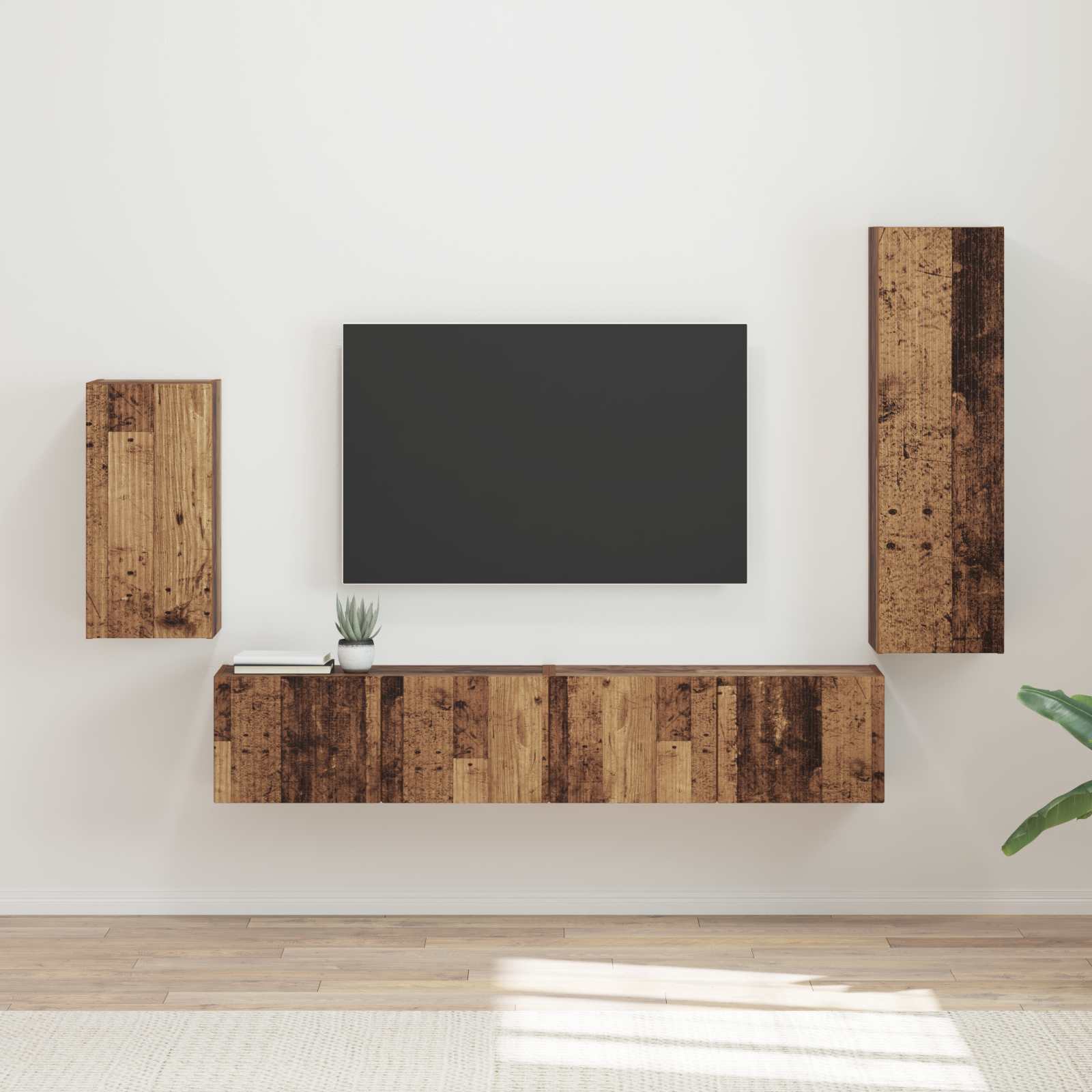 vidaXL Zestaw szafek RTV 4 pcs Stare drewno Materiał drewnopochodny
