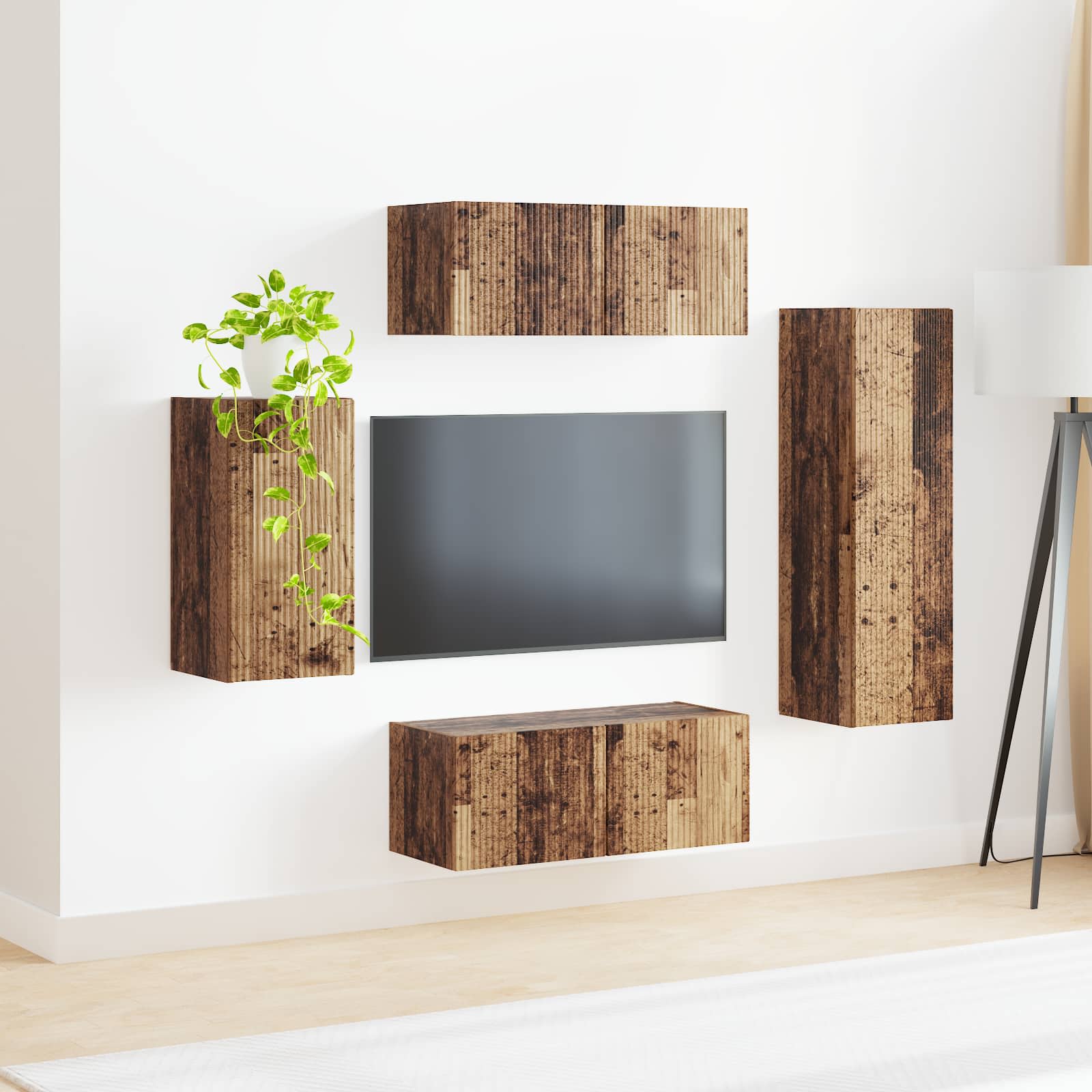 vidaXL Zestaw szafek RTV 4 pcs Stare drewno Materiał drewnopochodny