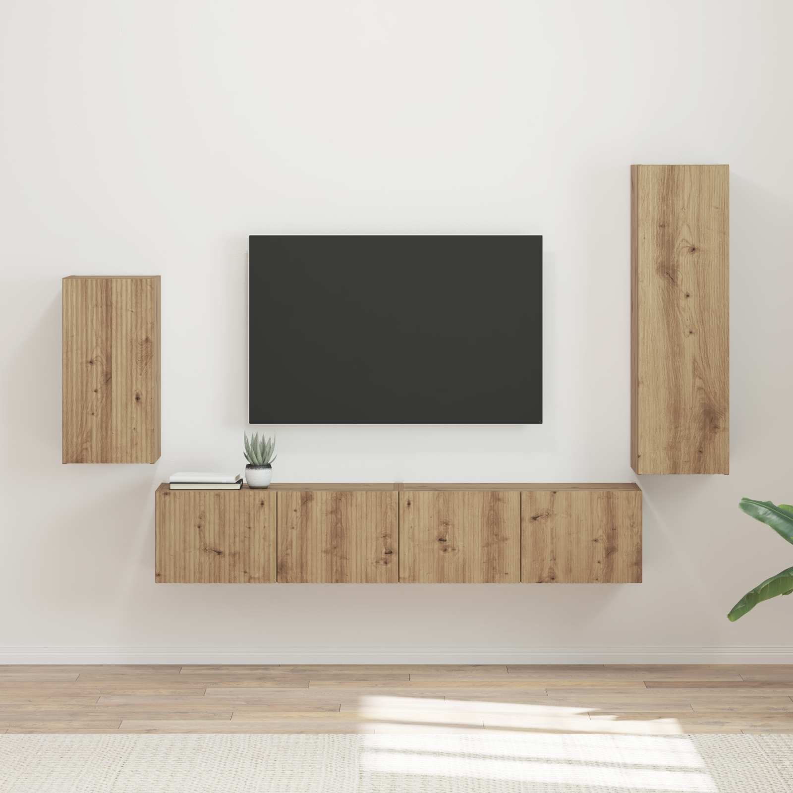 vidaXL Zestaw szafek RTV Montowane na ścianie 4 pcs Dąb rzemieślniczy