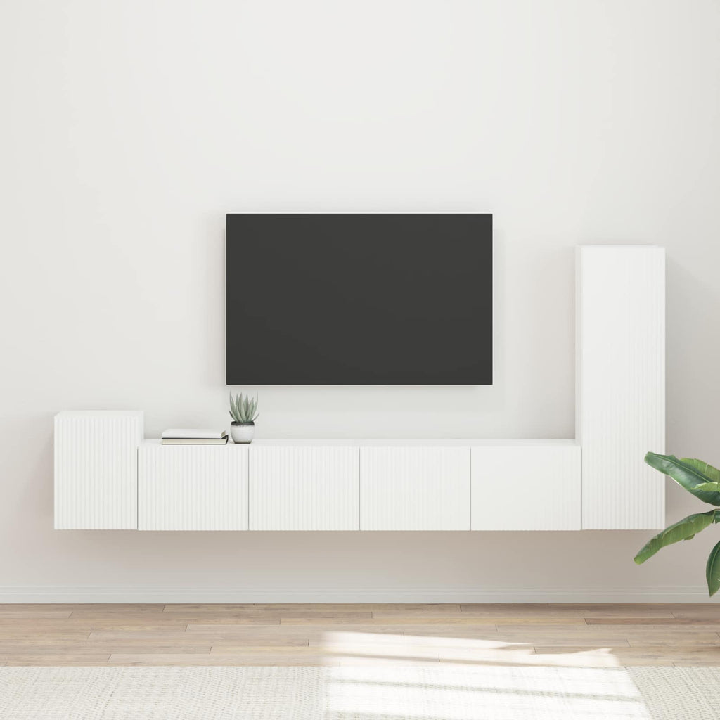 vidaXL Zestaw szafek RTV 3 pcs Biały Materiał drewnopochodny
