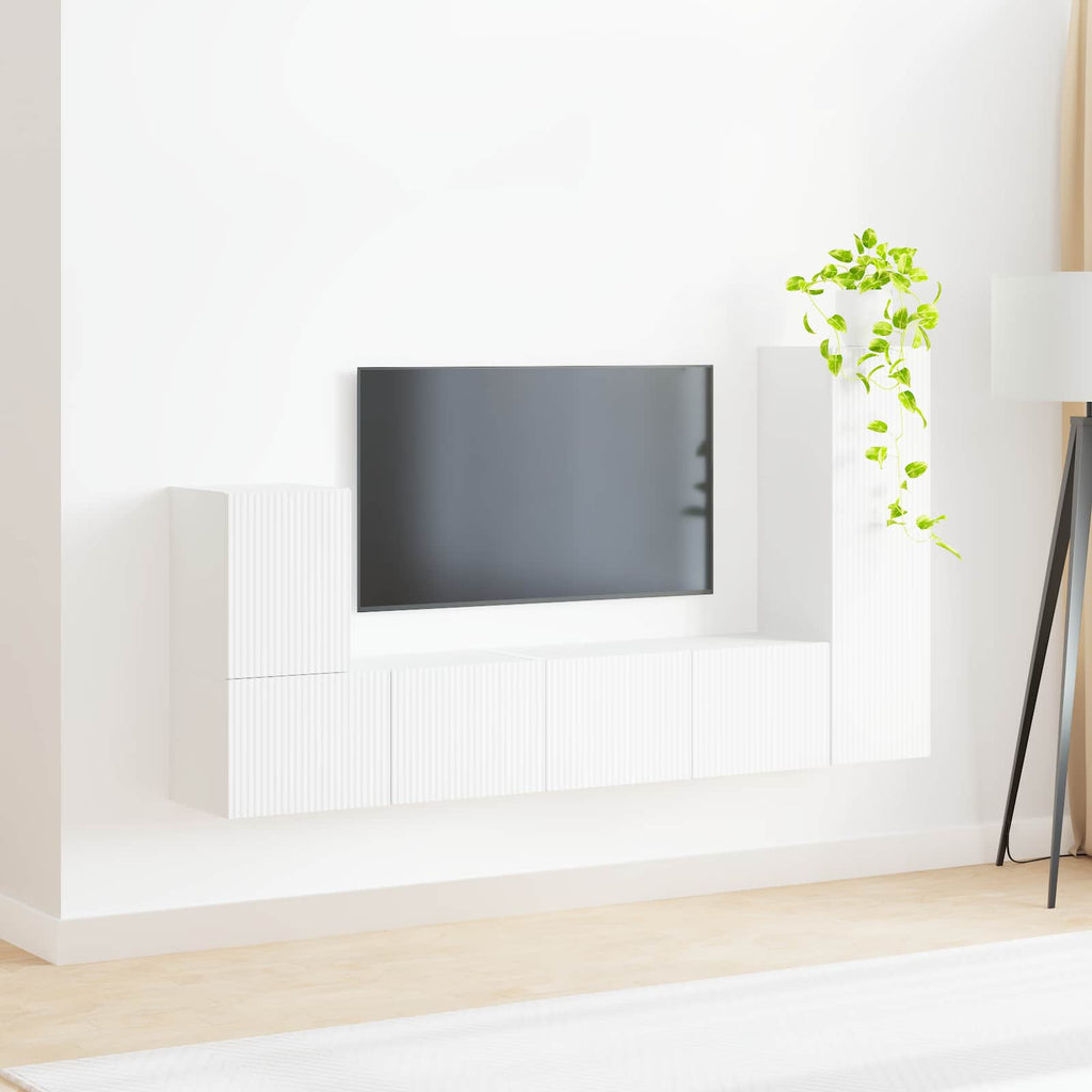 vidaXL Zestaw szafek RTV 3 pcs Biały Materiał drewnopochodny