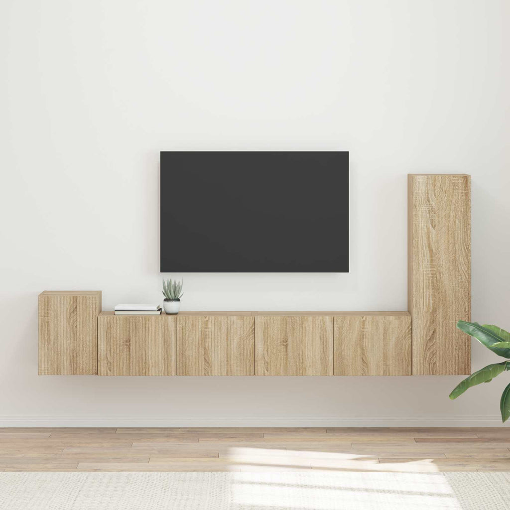vidaXL Zestaw szafek RTV 3 pcs Dąb Sonoma Materiał drewnopochodny