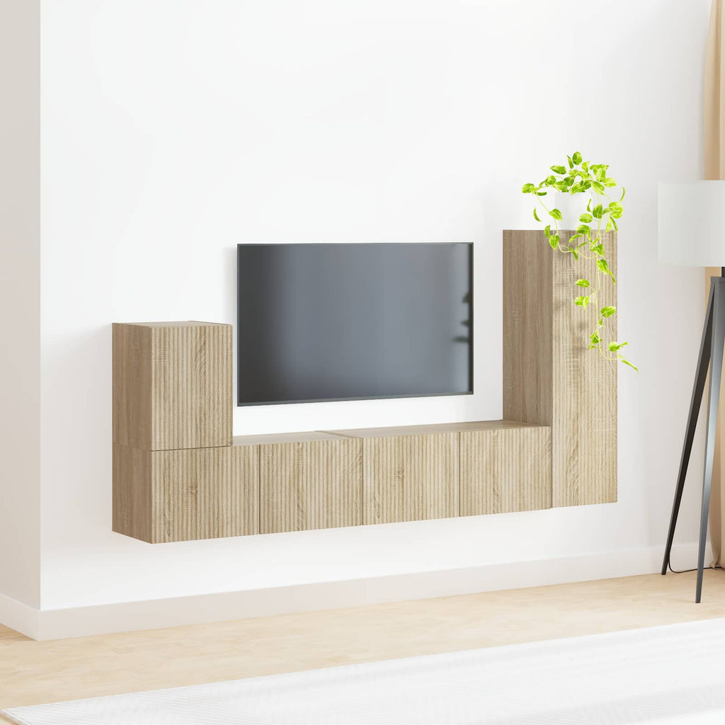 vidaXL Zestaw szafek RTV 3 pcs Dąb Sonoma Materiał drewnopochodny