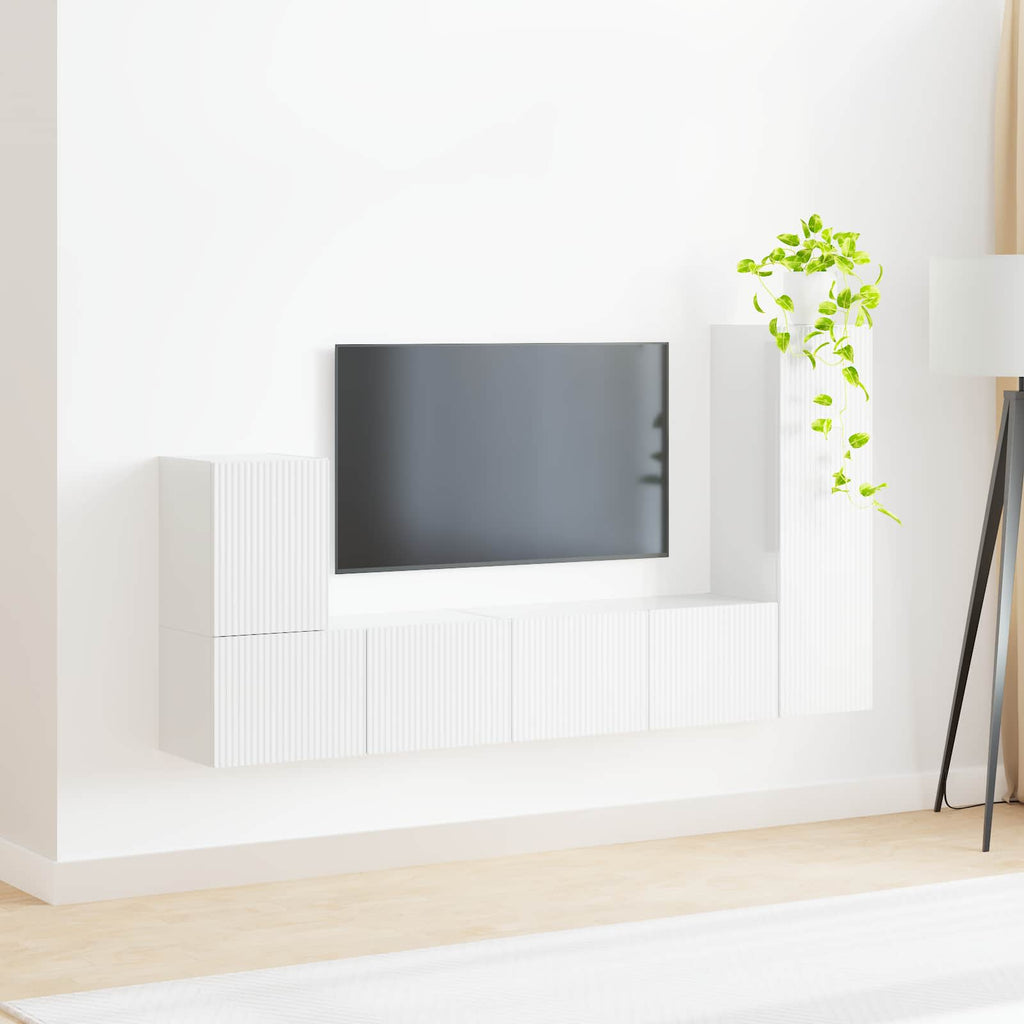 vidaXL Zestaw szafek RTV 3 pcs Wysoki połysk biały