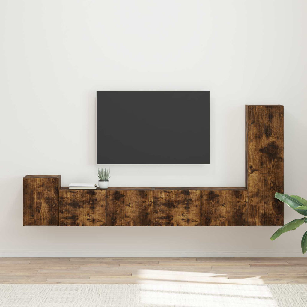 vidaXL Zestaw szafek RTV 3 pcs Dąb wędzony Materiał drewnopochodny