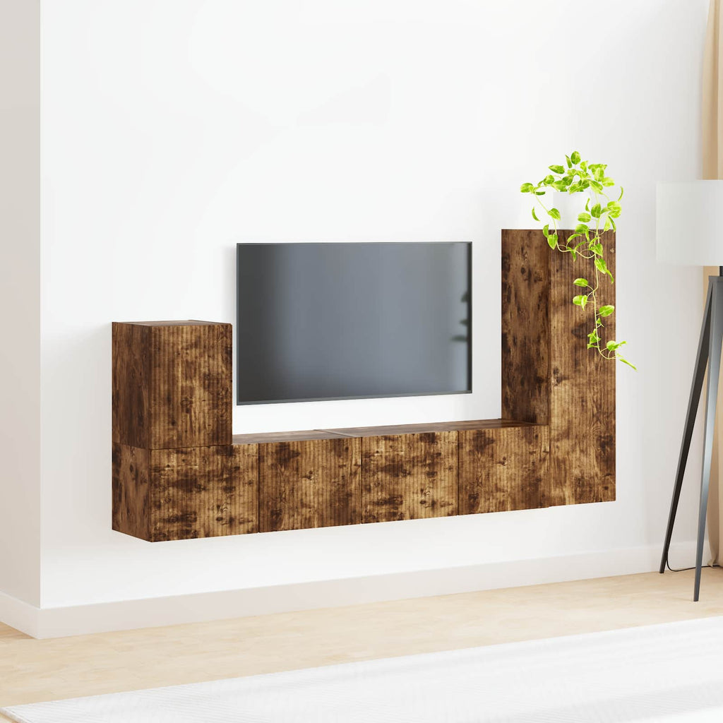 vidaXL Zestaw szafek RTV 3 pcs Dąb wędzony Materiał drewnopochodny