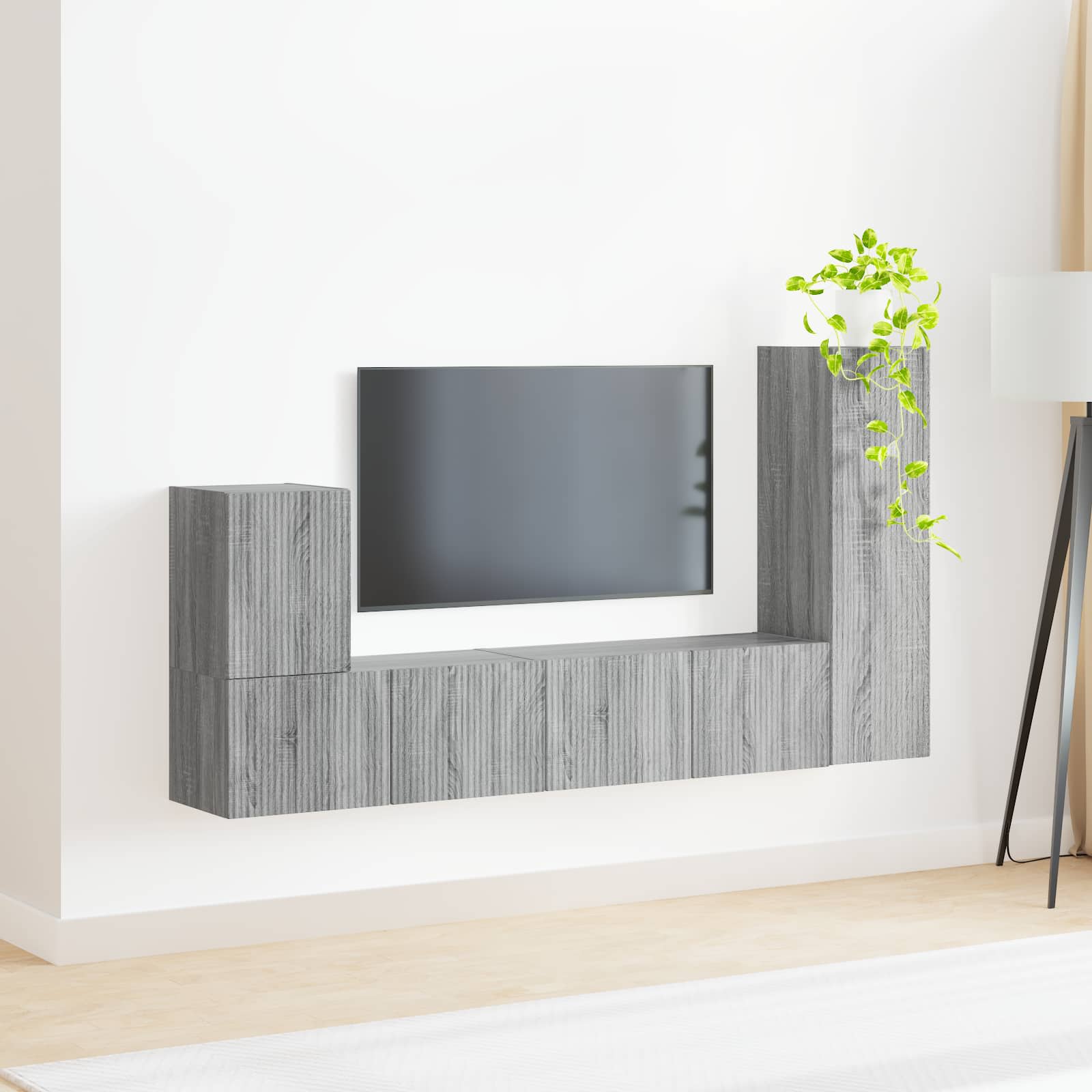 vidaXL Zestaw szafek RTV 3 pcs Szary Sonoma Materiał drewnopochodny
