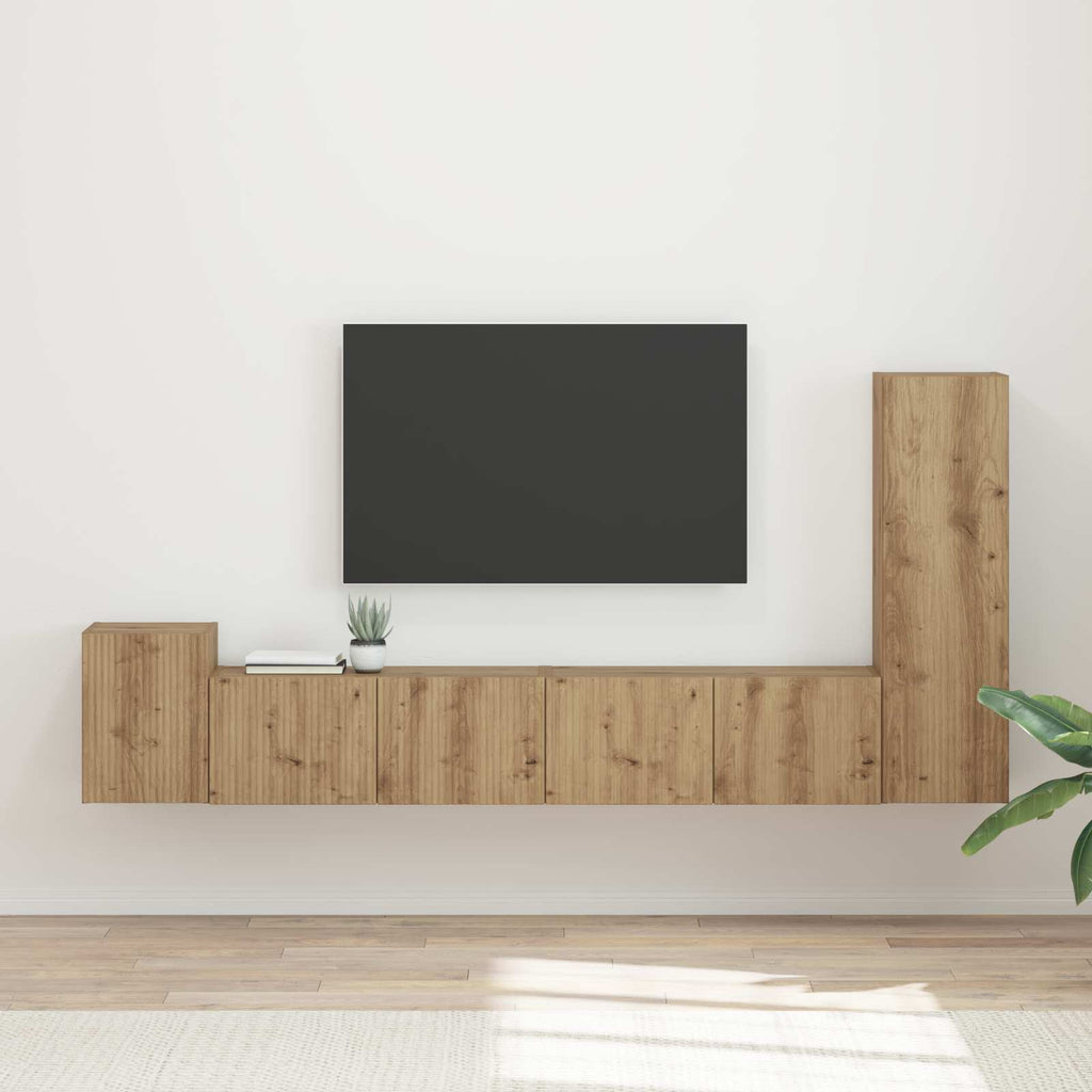 vidaXL Zestaw szafek RTV Montowane na ścianie 3 pcs Dąb rzemieślniczy