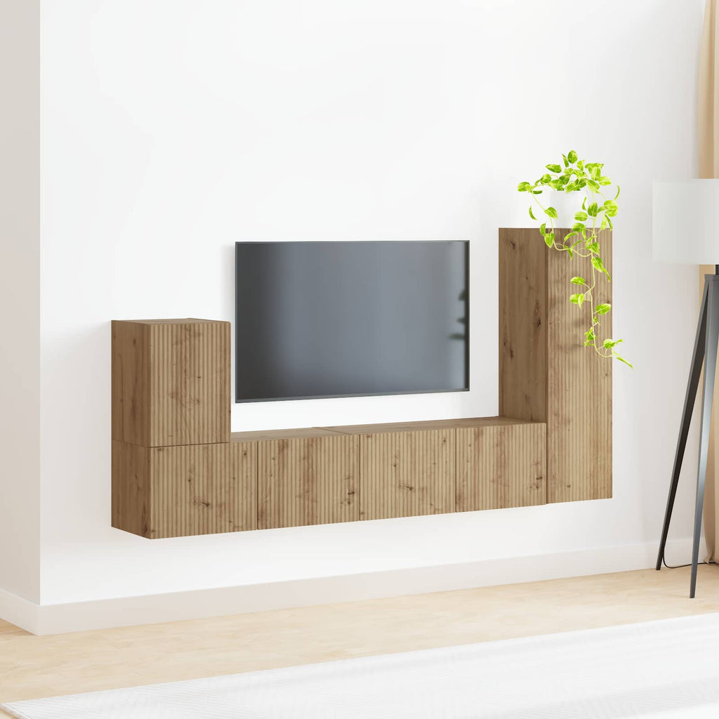 vidaXL Zestaw szafek RTV Montowane na ścianie 3 pcs Dąb rzemieślniczy