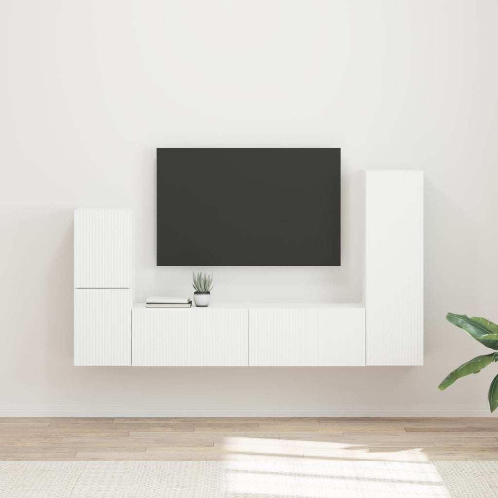 vidaXL Zestaw szafek RTV 4 pcs Biały Materiał drewnopochodny