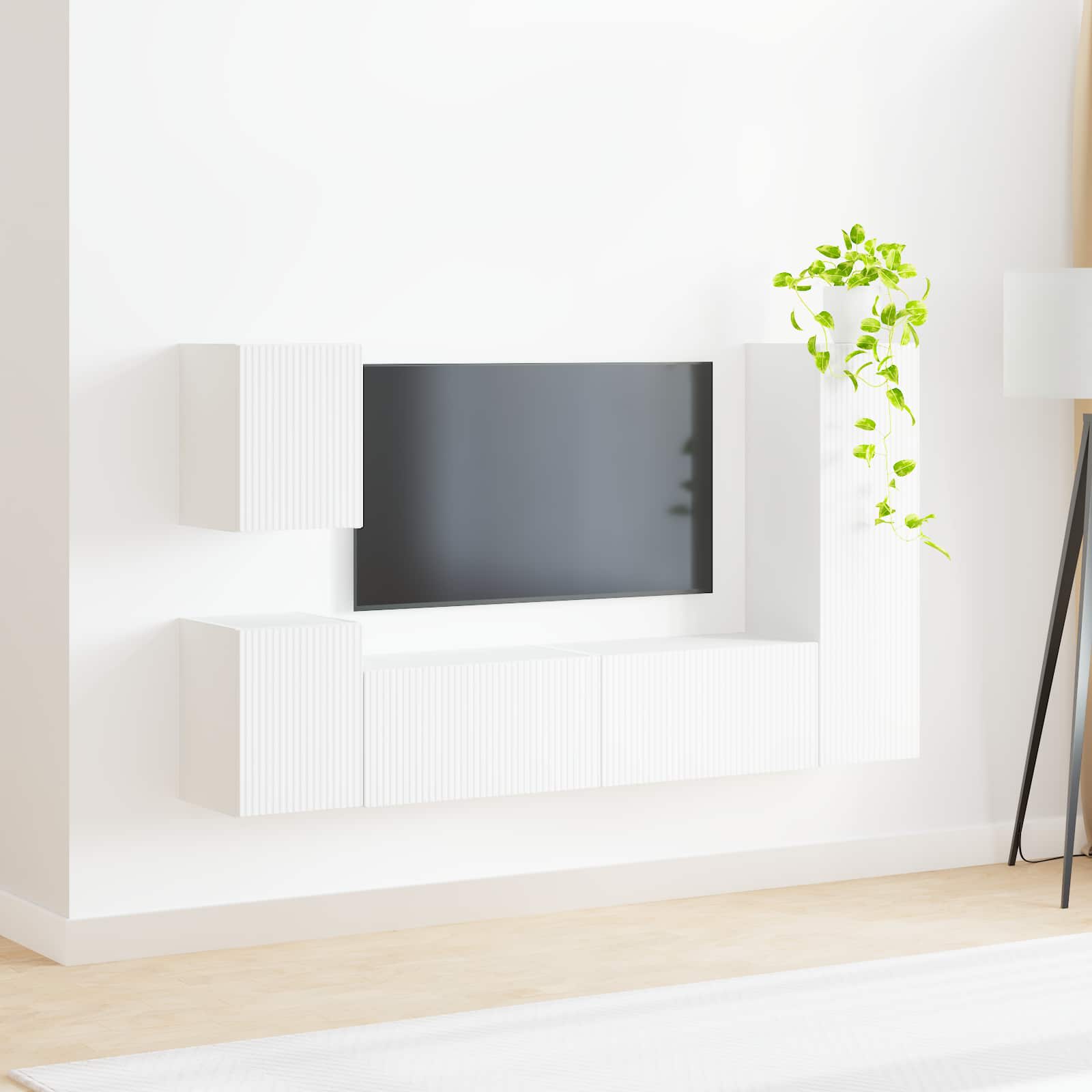 vidaXL Zestaw szafek RTV 4 pcs Biały Materiał drewnopochodny