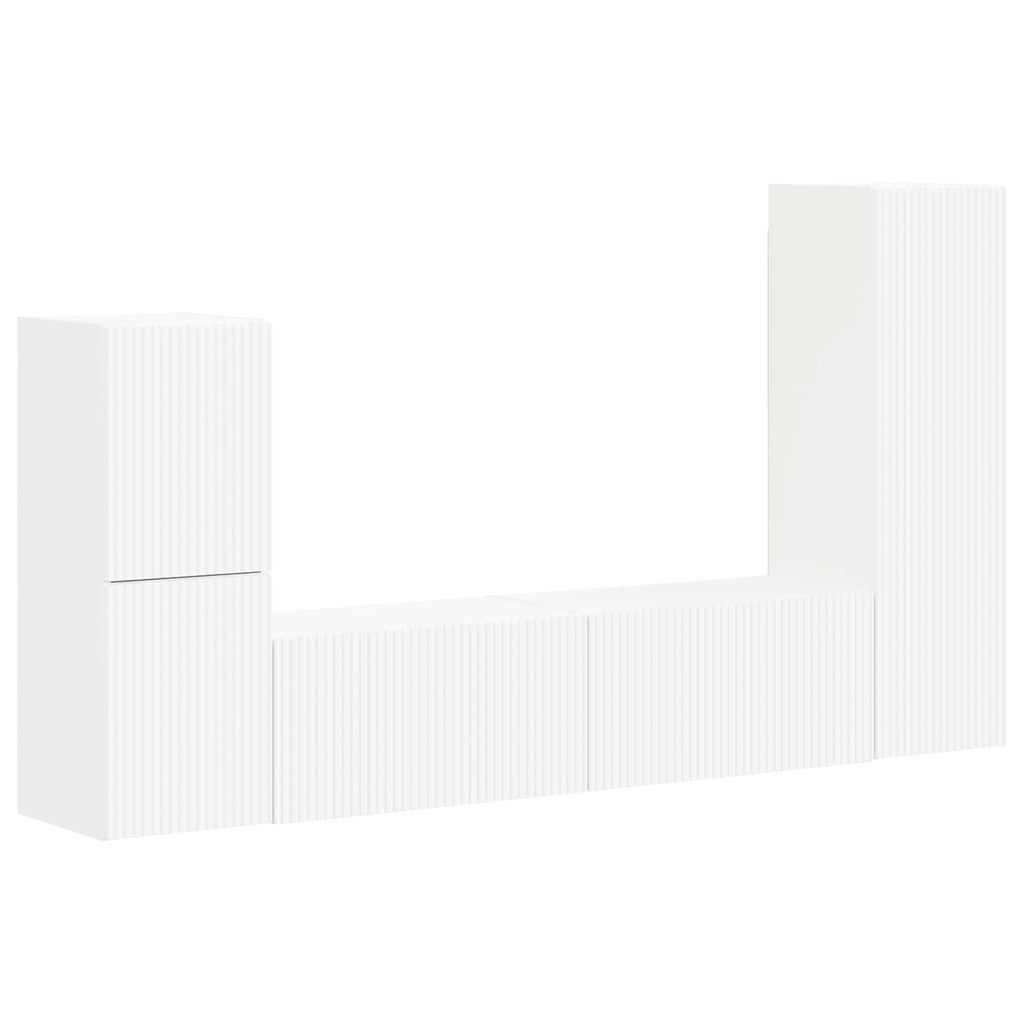 vidaXL Zestaw szafek RTV 4 pcs Biały Materiał drewnopochodny