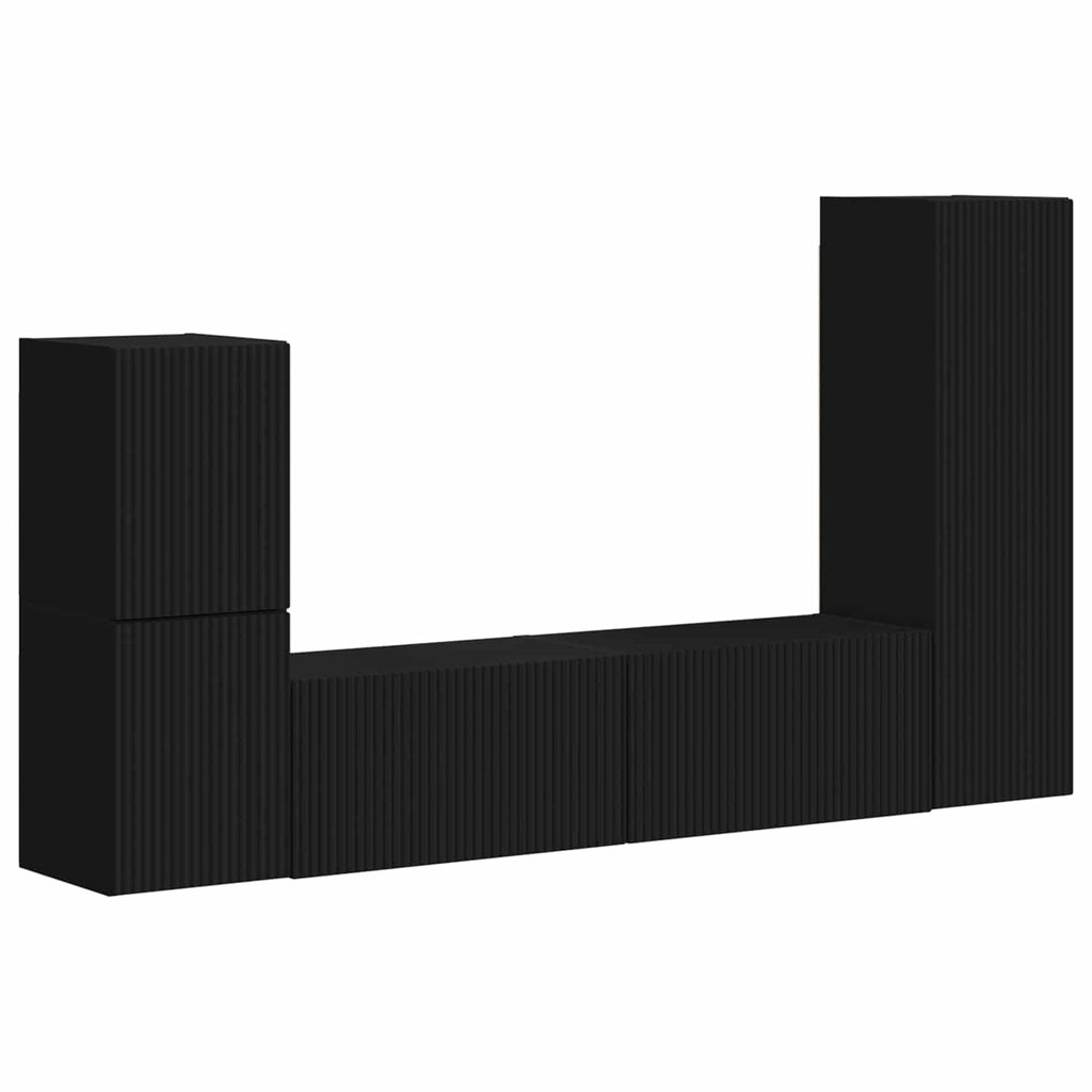 vidaXL Zestaw szafek RTV 4 pcs Czarny Materiał drewnopochodny