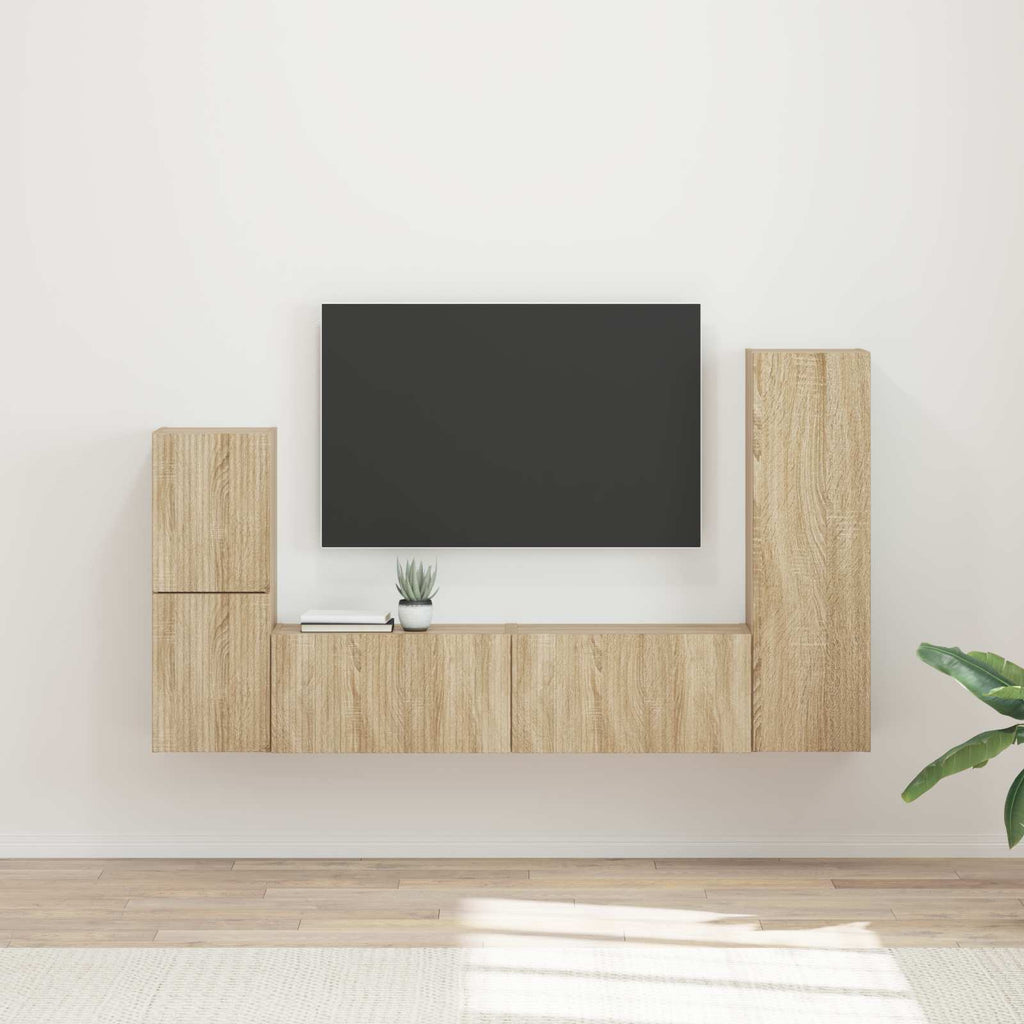 vidaXL Zestaw szafek RTV 4 pcs Dąb Sonoma Materiał drewnopochodny