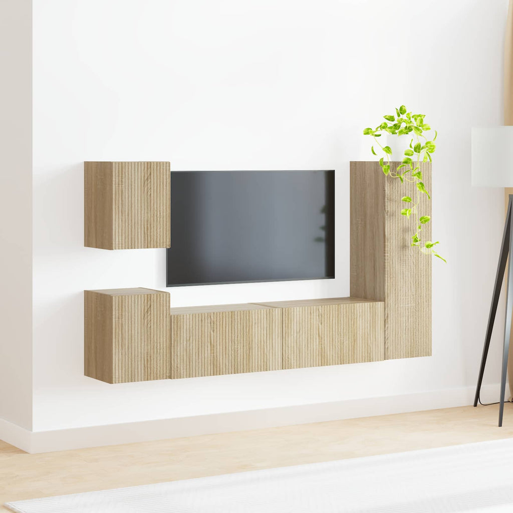 vidaXL Zestaw szafek RTV 4 pcs Dąb Sonoma Materiał drewnopochodny