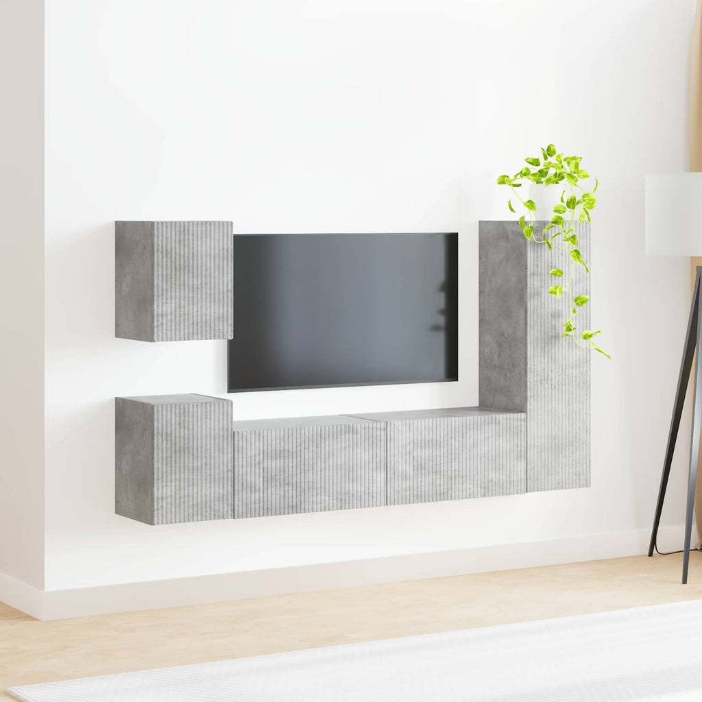 vidaXL Zestaw szafek RTV 4 pcs Betonowy szary Materiał drewnopochodny