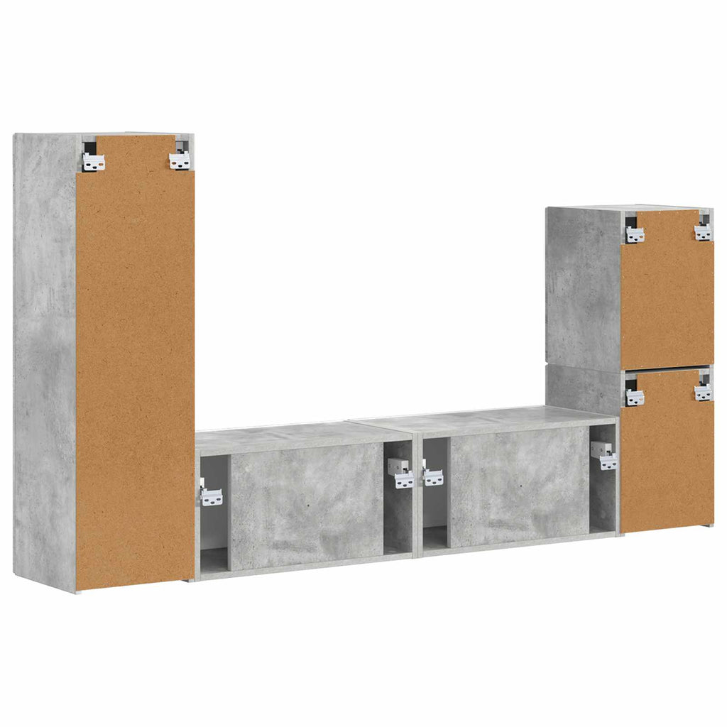 vidaXL Zestaw szafek RTV 4 pcs Betonowy szary Materiał drewnopochodny