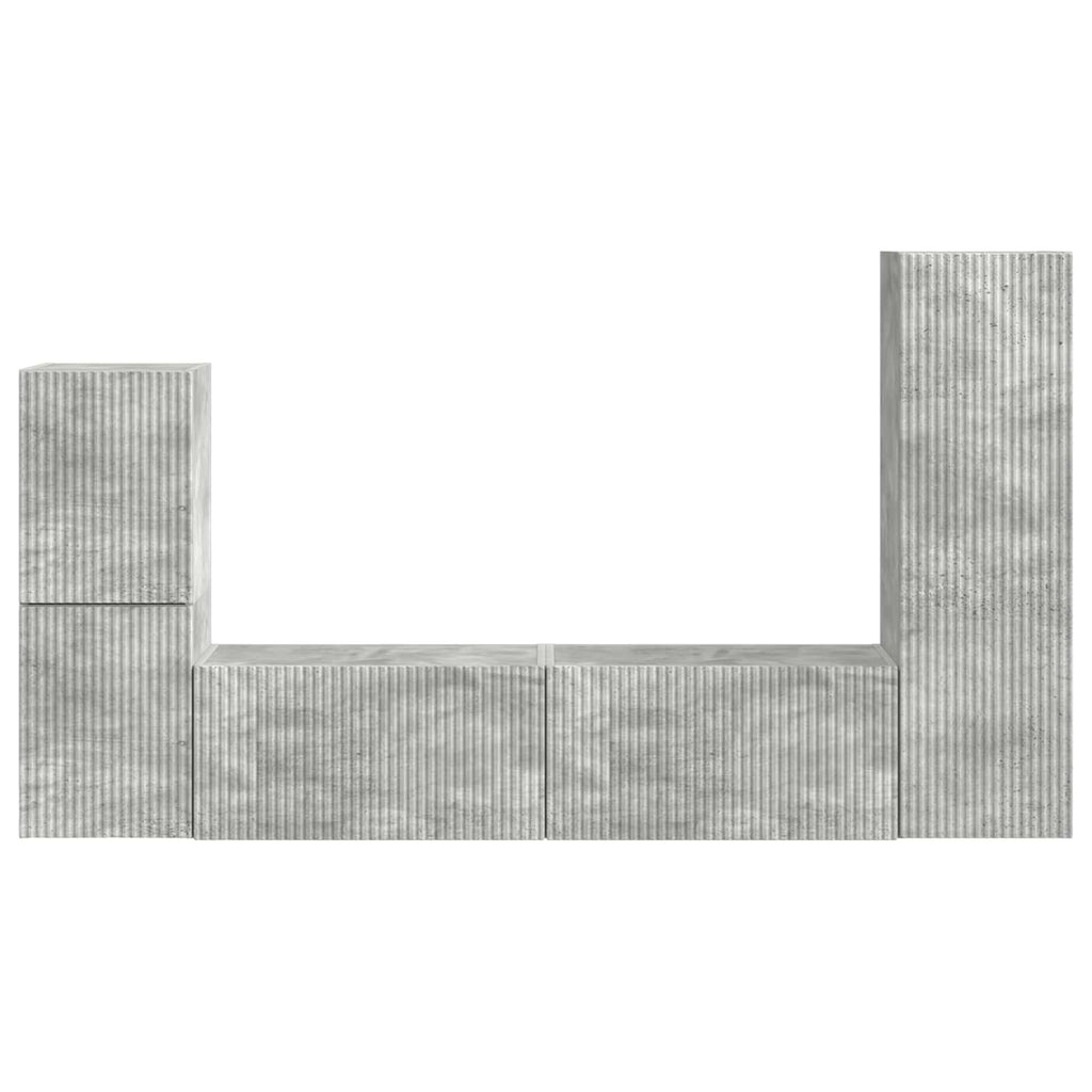 vidaXL Zestaw szafek RTV 4 pcs Betonowy szary Materiał drewnopochodny