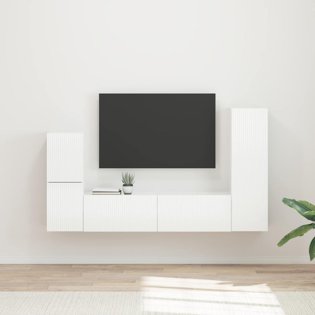 vidaXL Zestaw szafek RTV 4 pcs Wysoki połysk biały